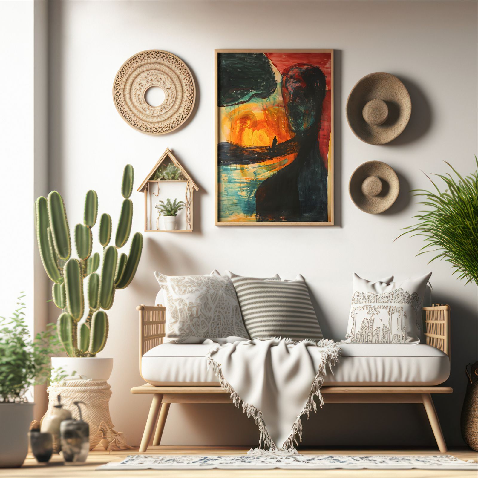 Mind in Turmoil shown in a room — boho mockup