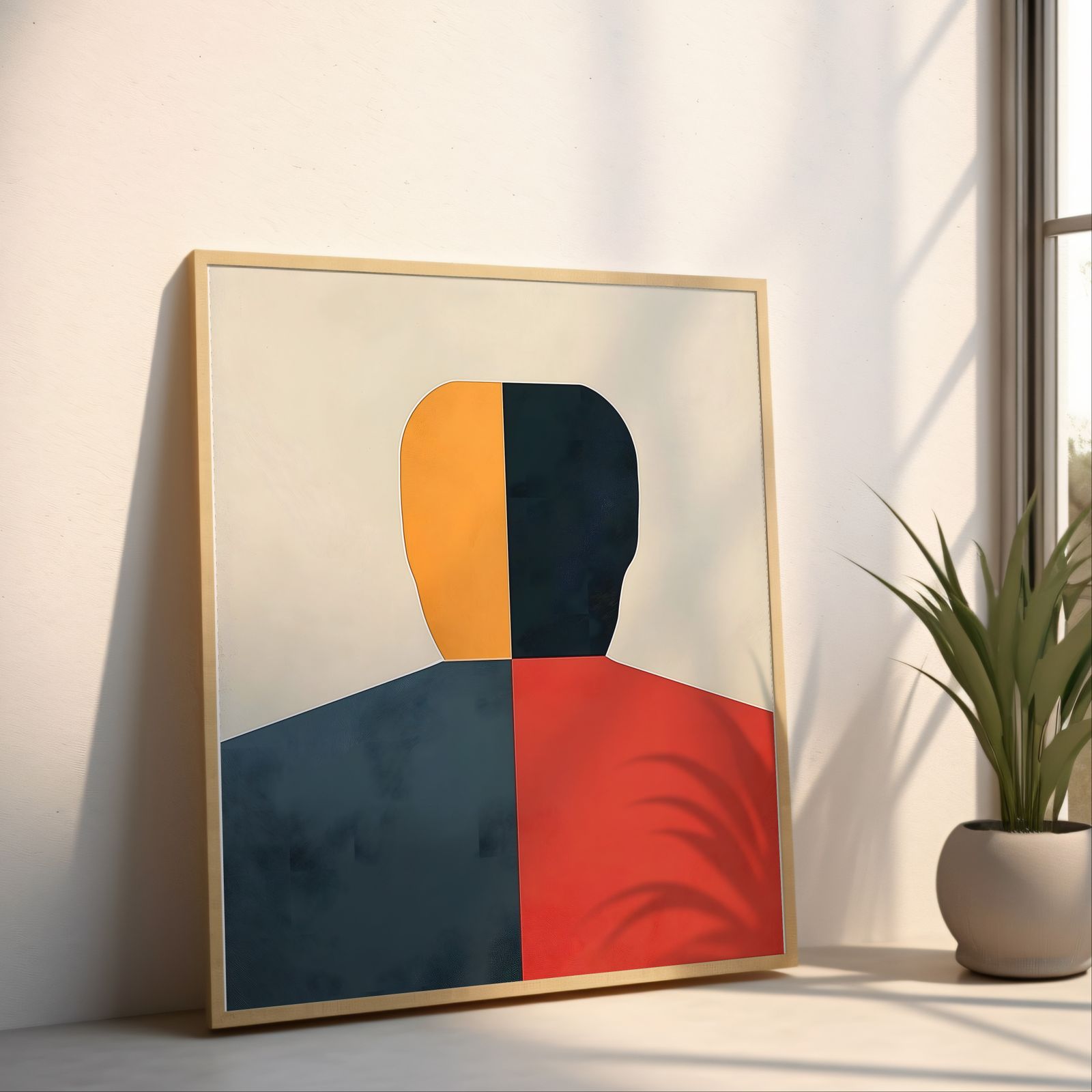 Minimalist Man shown in a room — angled mockup