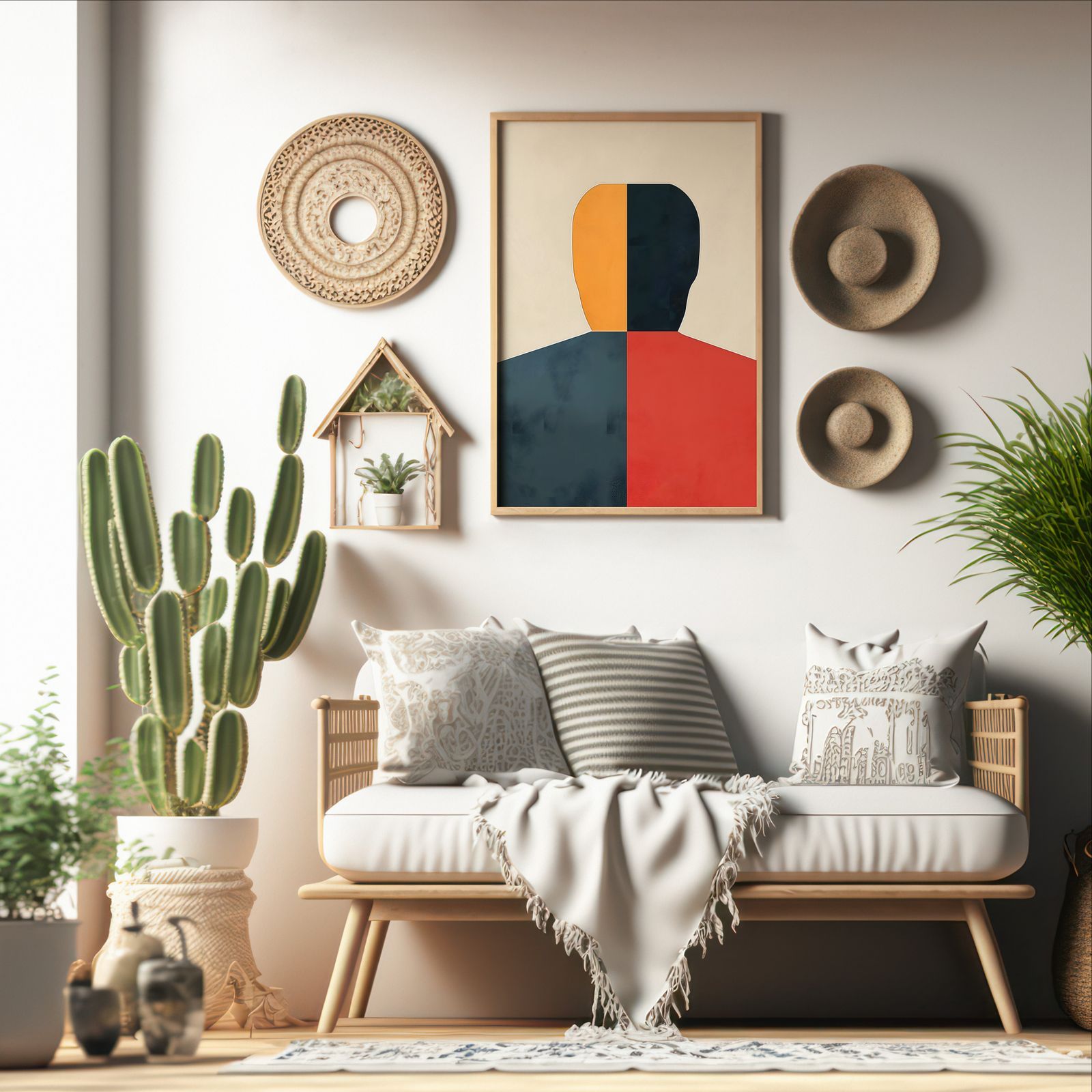 Minimalist Man shown in a room — boho mockup