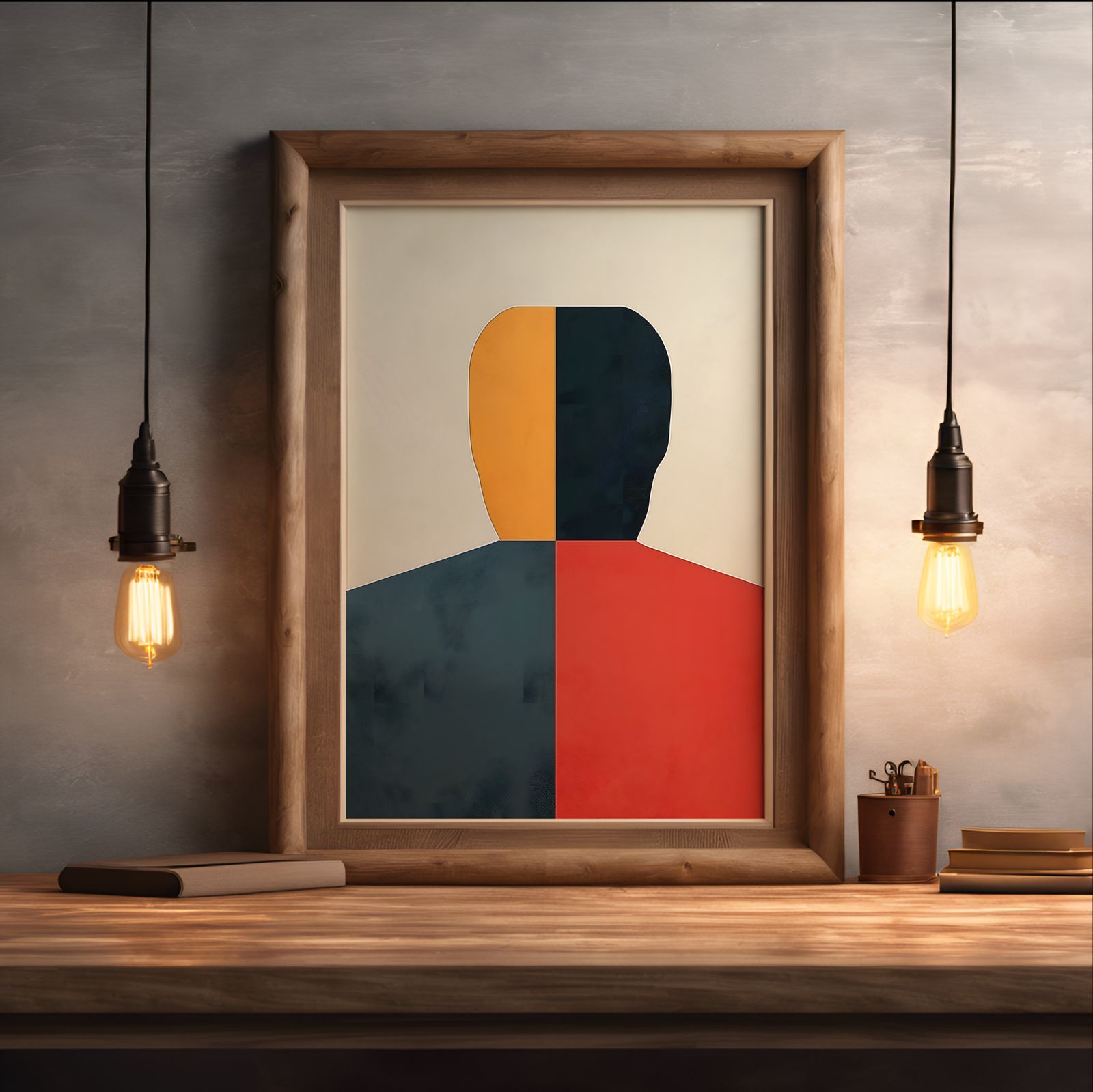 Minimalist Man shown in a room — desk mockup