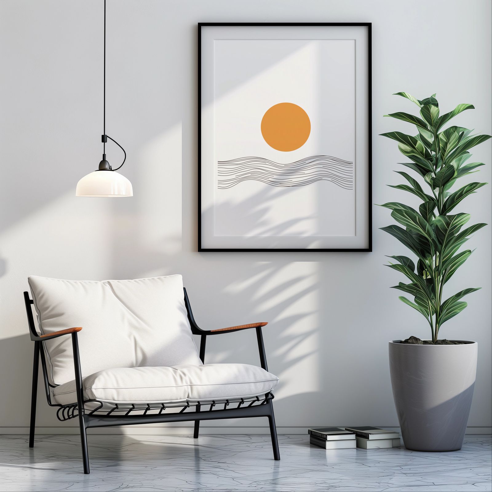 Minimalist Sunrise shown in a room — room mockup