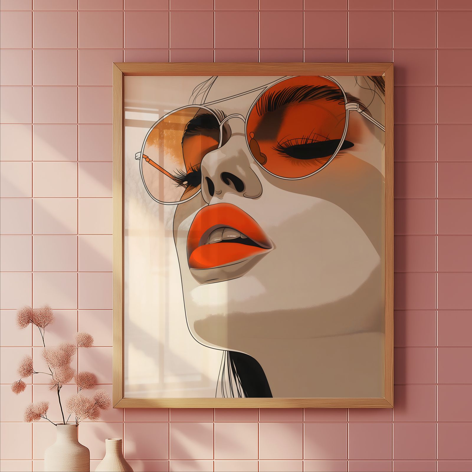Modern Woman shown in a room — tile mockup