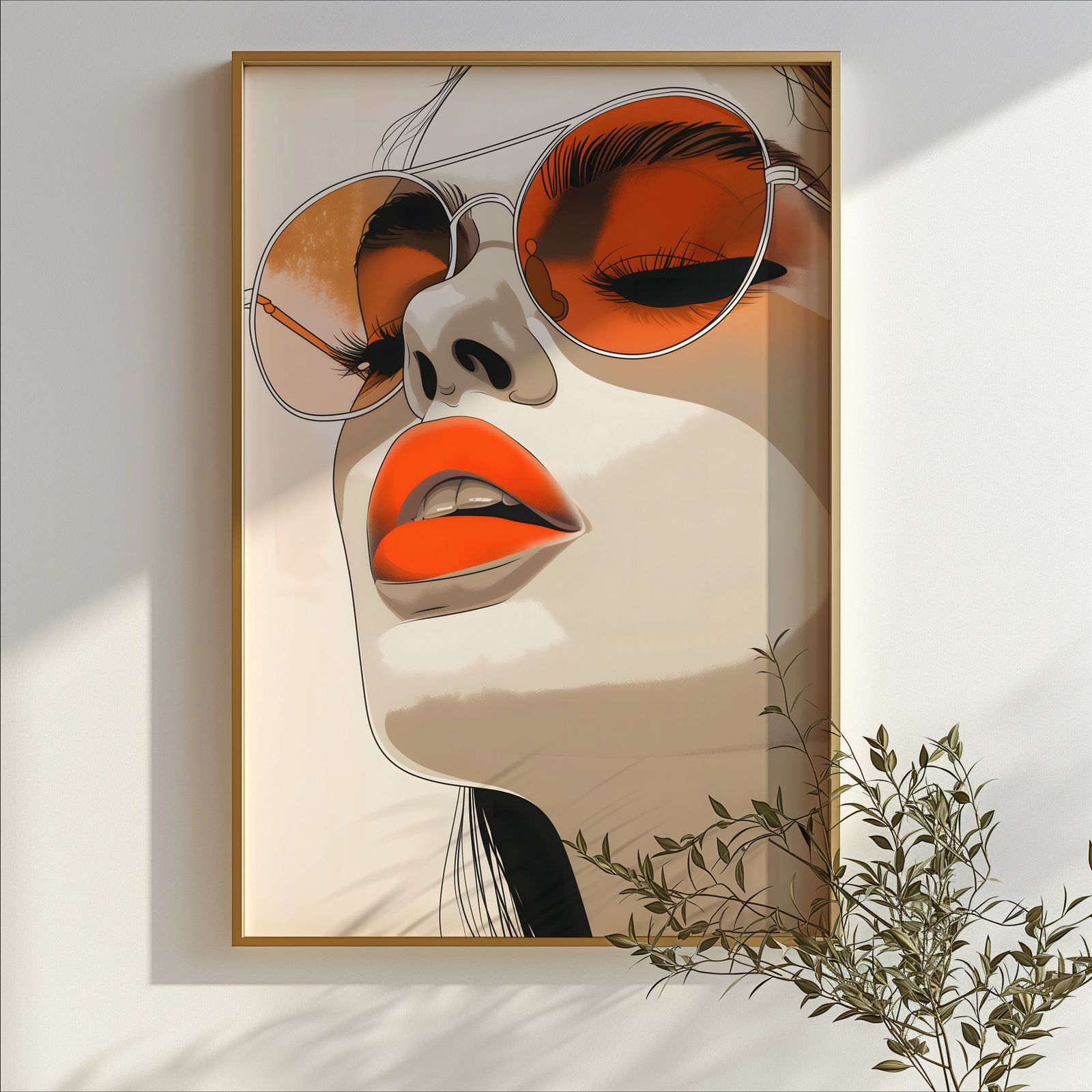 Modern Woman shown in a room — branch mockup