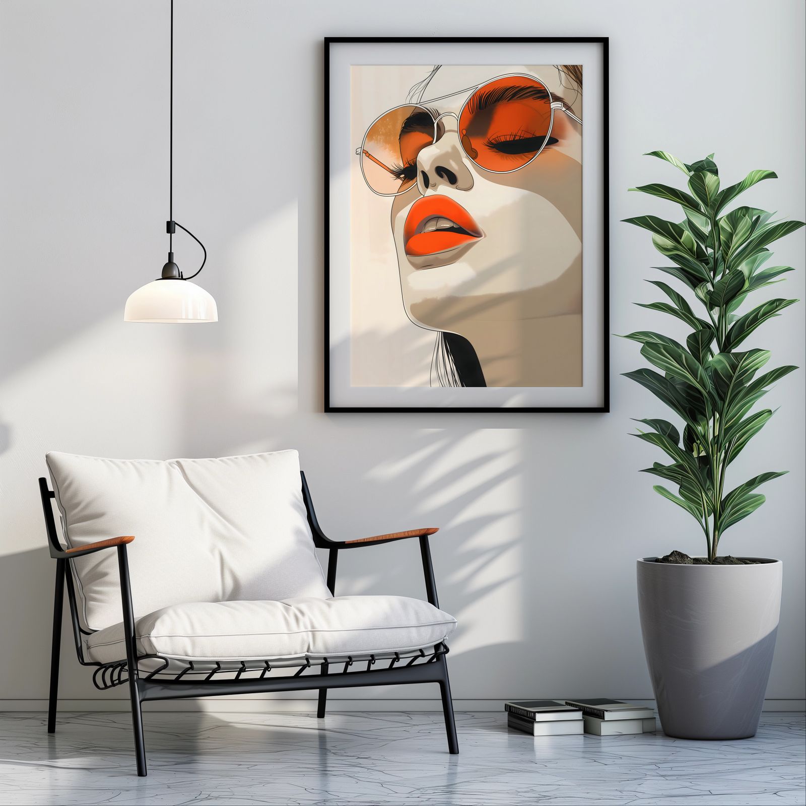 Modern Woman shown in a room — room mockup