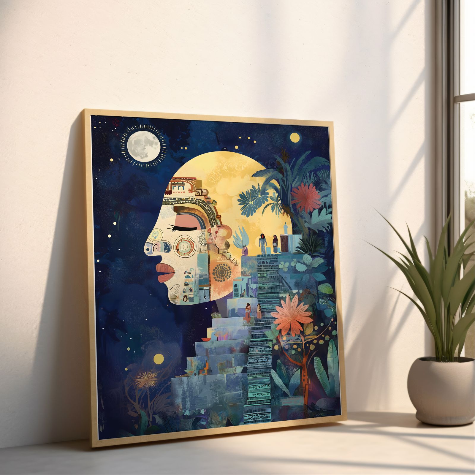 Moon Spirit at the Solstice shown in a room — angled mockup
