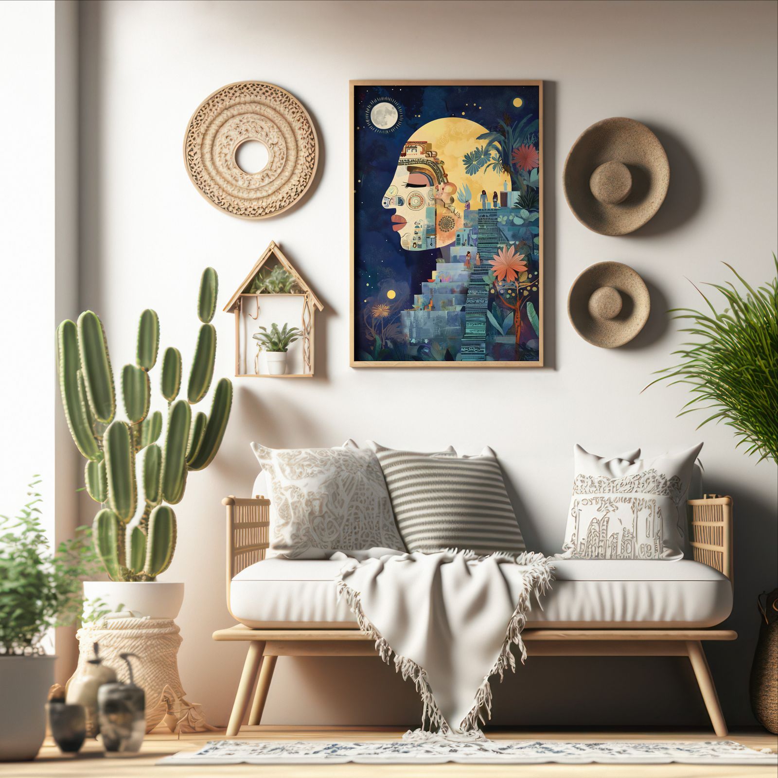Moon Spirit at the Solstice shown in a room — boho mockup