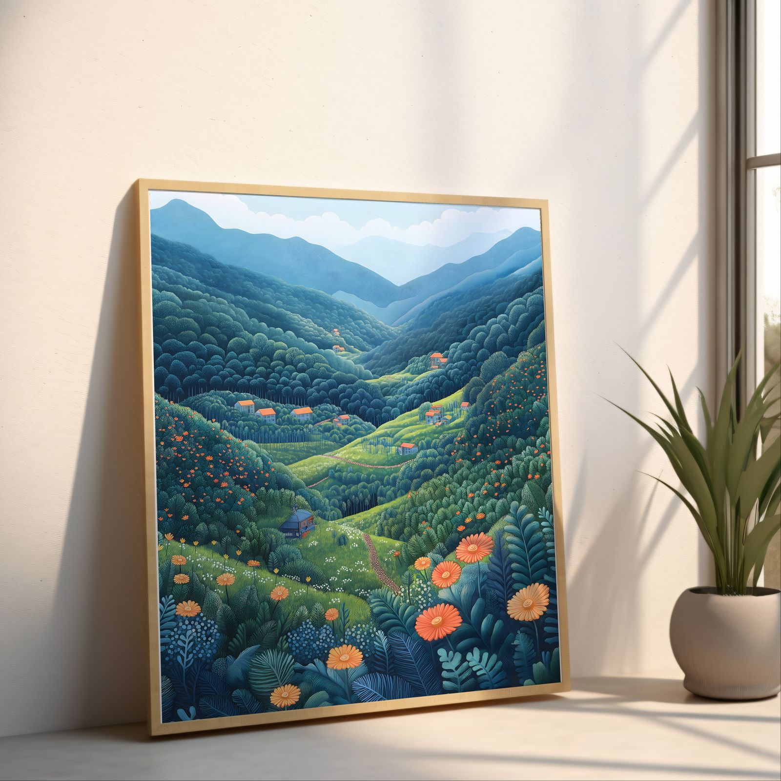Moss Countryside shown in a room — angled mockup