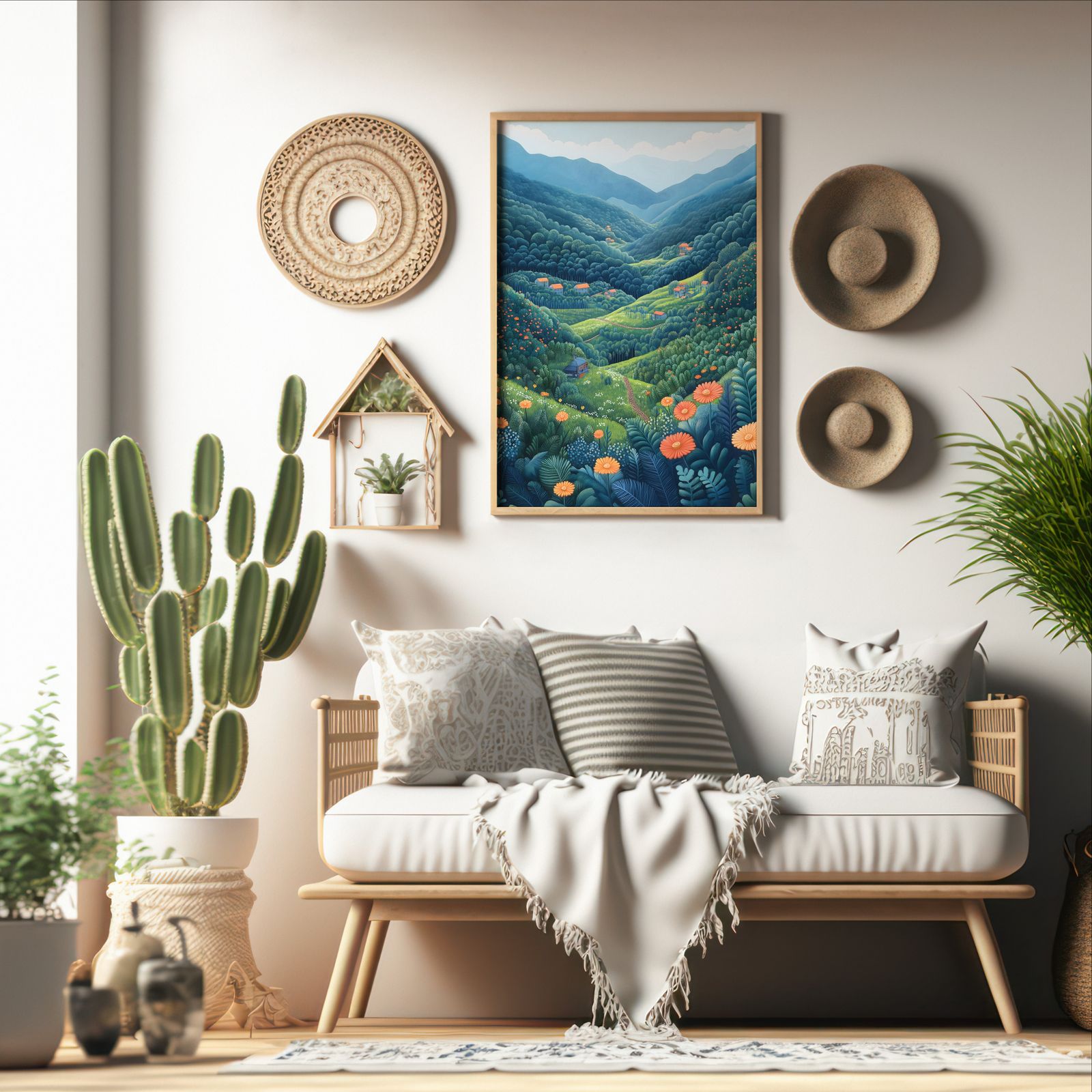 Moss Countryside shown in a room — boho mockup