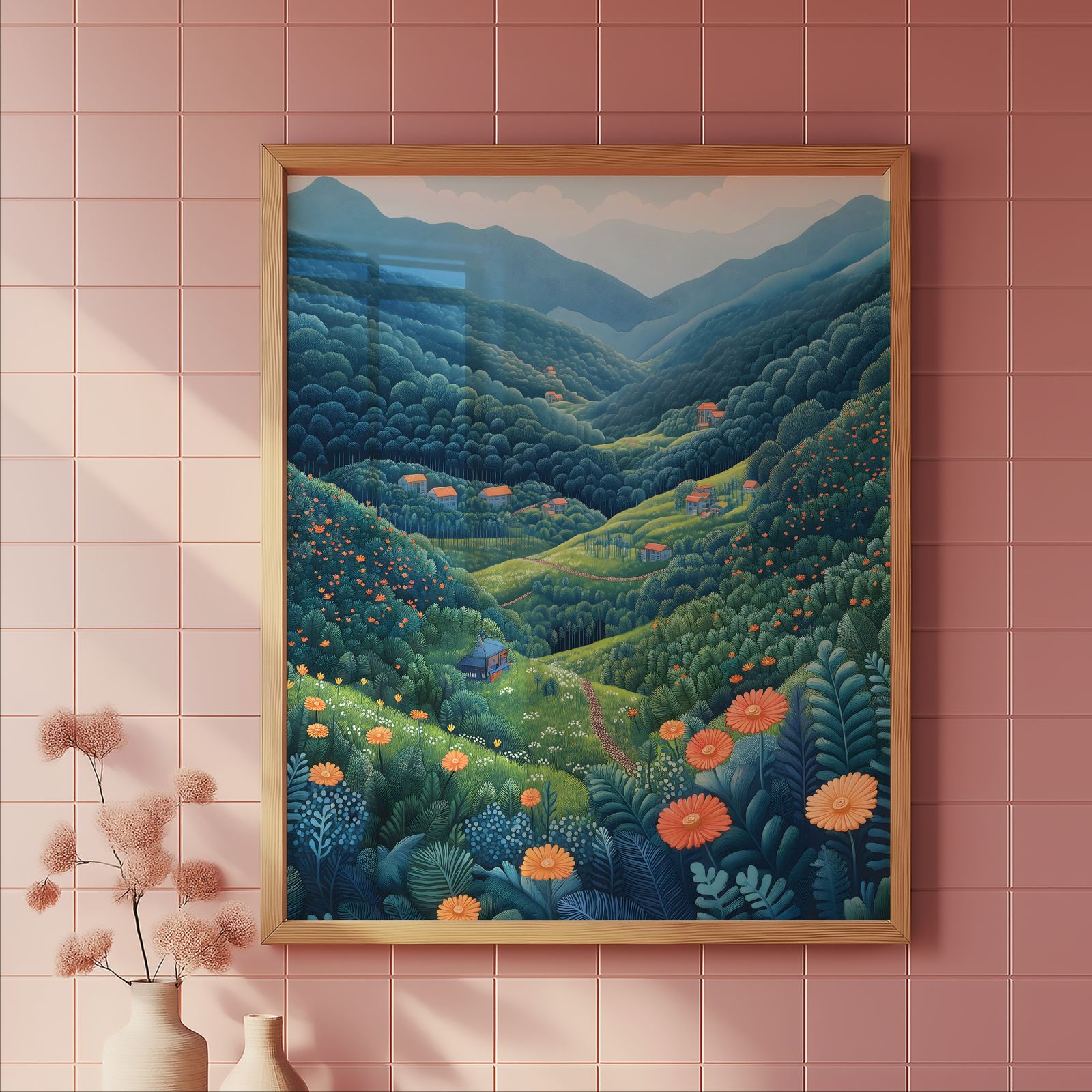 Moss Countryside shown in a room — tile mockup