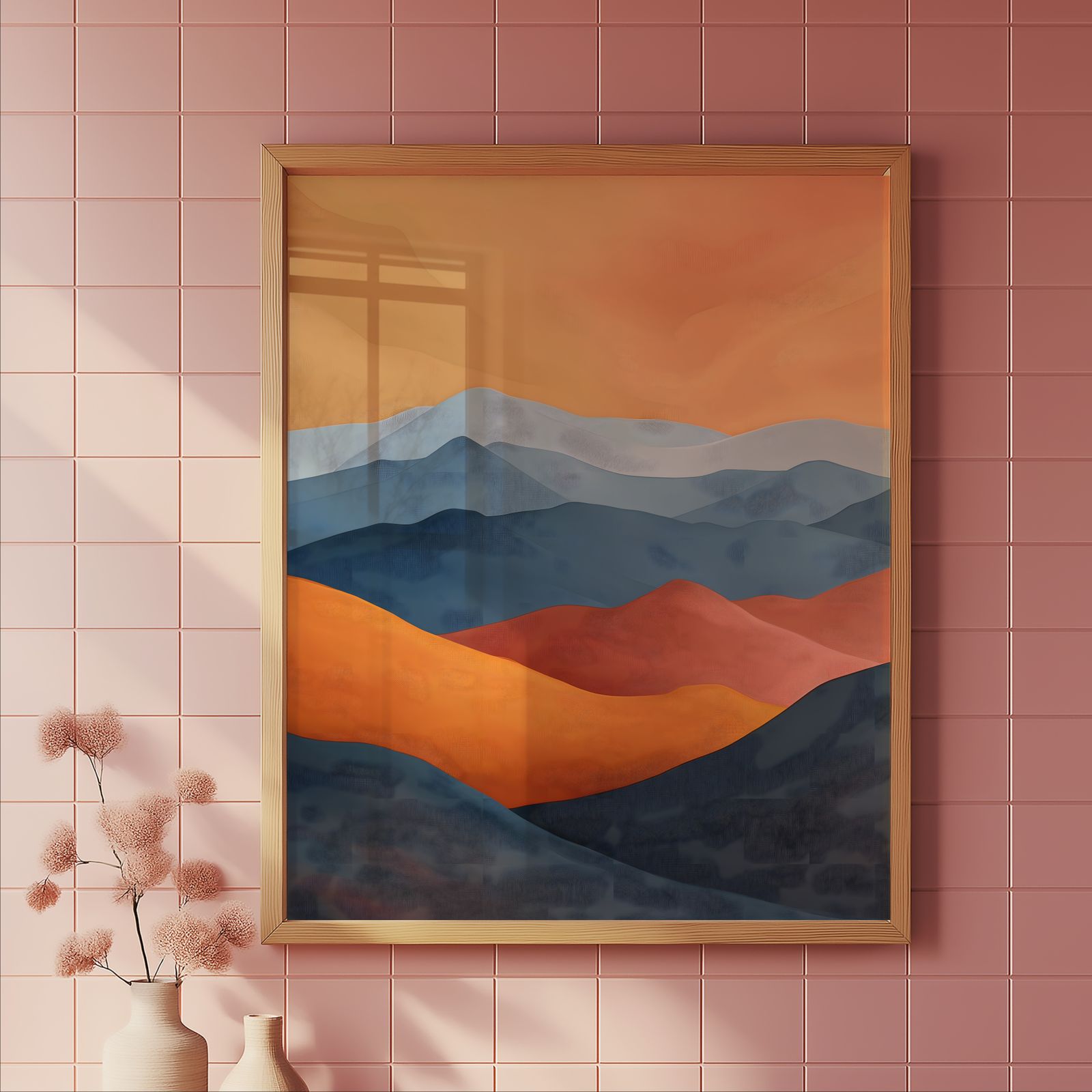 Mountains at Dawn shown in a room — tile mockup