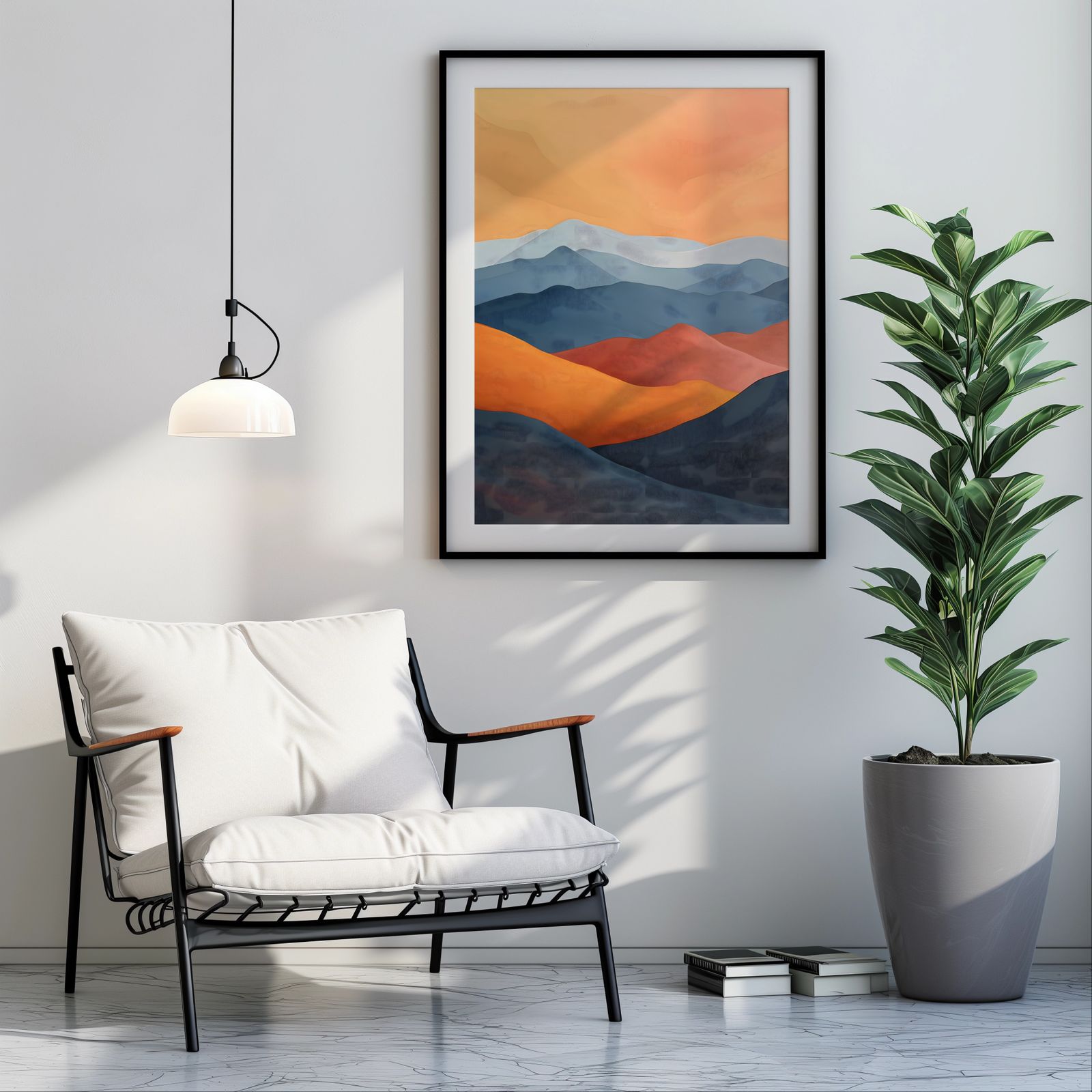 Mountains at Dawn shown in a room — room mockup