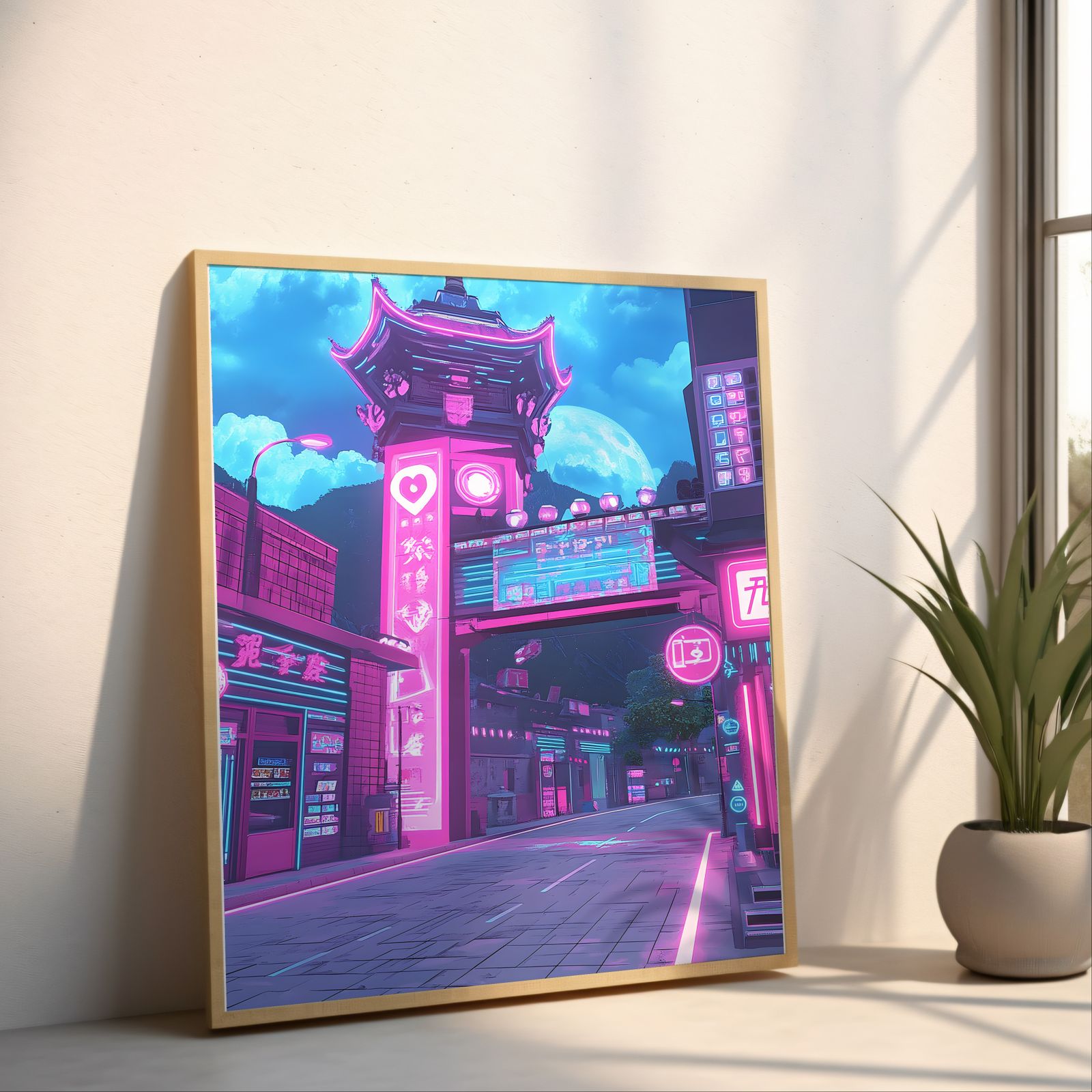 Neon District shown in a room — angled mockup