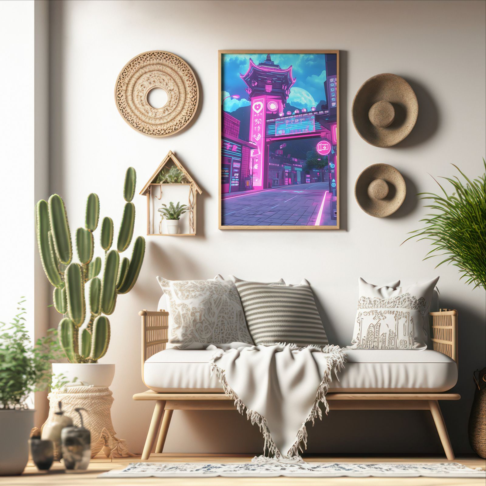 Neon District shown in a room — boho mockup