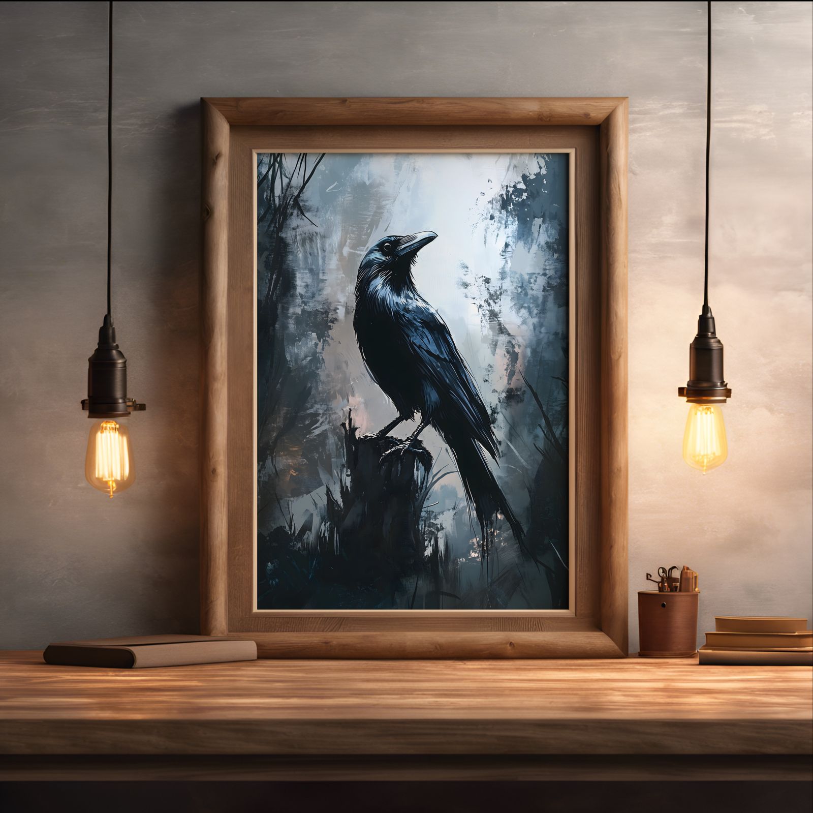 Nevermore shown in a room — desk mockup