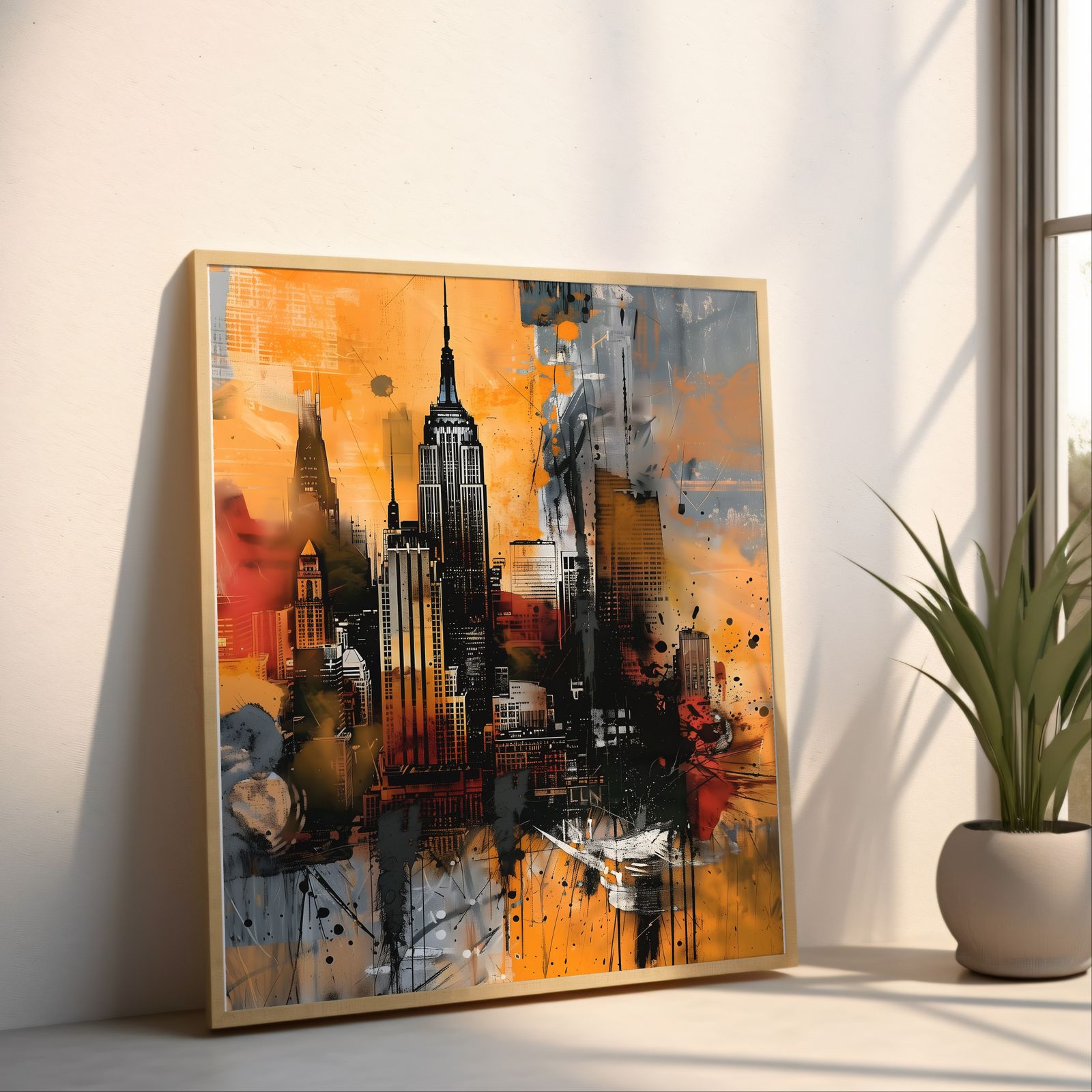 New York shown in a room — angled mockup