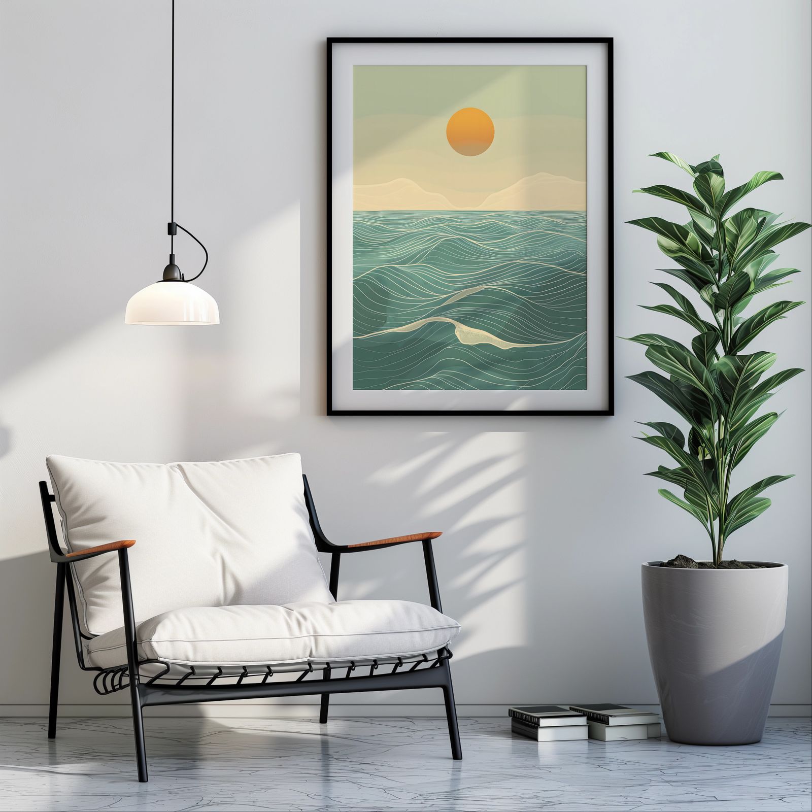 Ocean at Midday shown in a room — room mockup