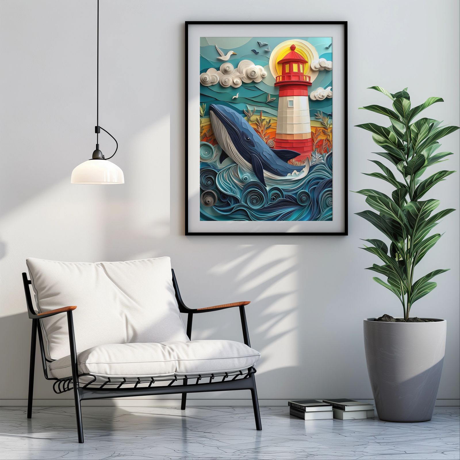 The Whale and the Lighthouse shown in a room — room mockup