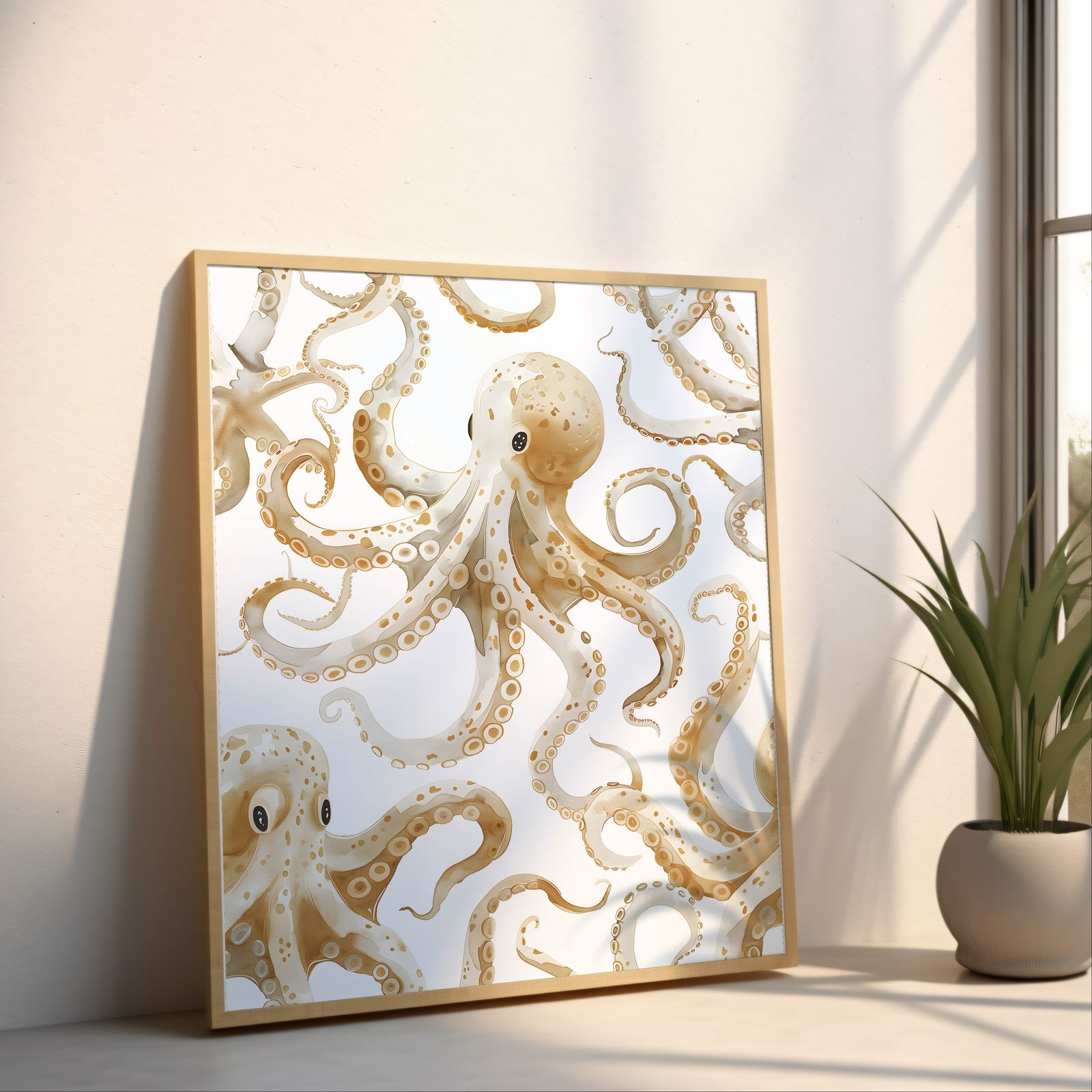 Octopus Pattern shown in a room — angled mockup