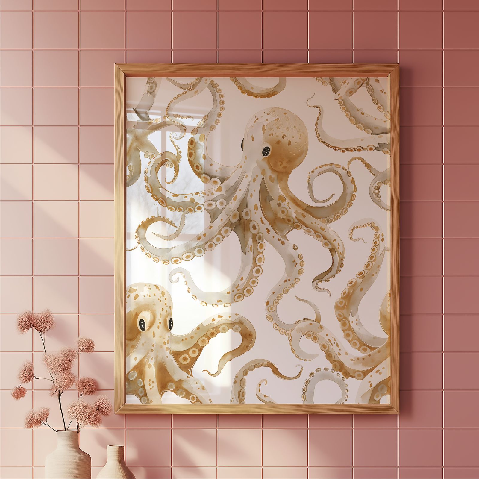 Octopus Pattern shown in a room — tile mockup