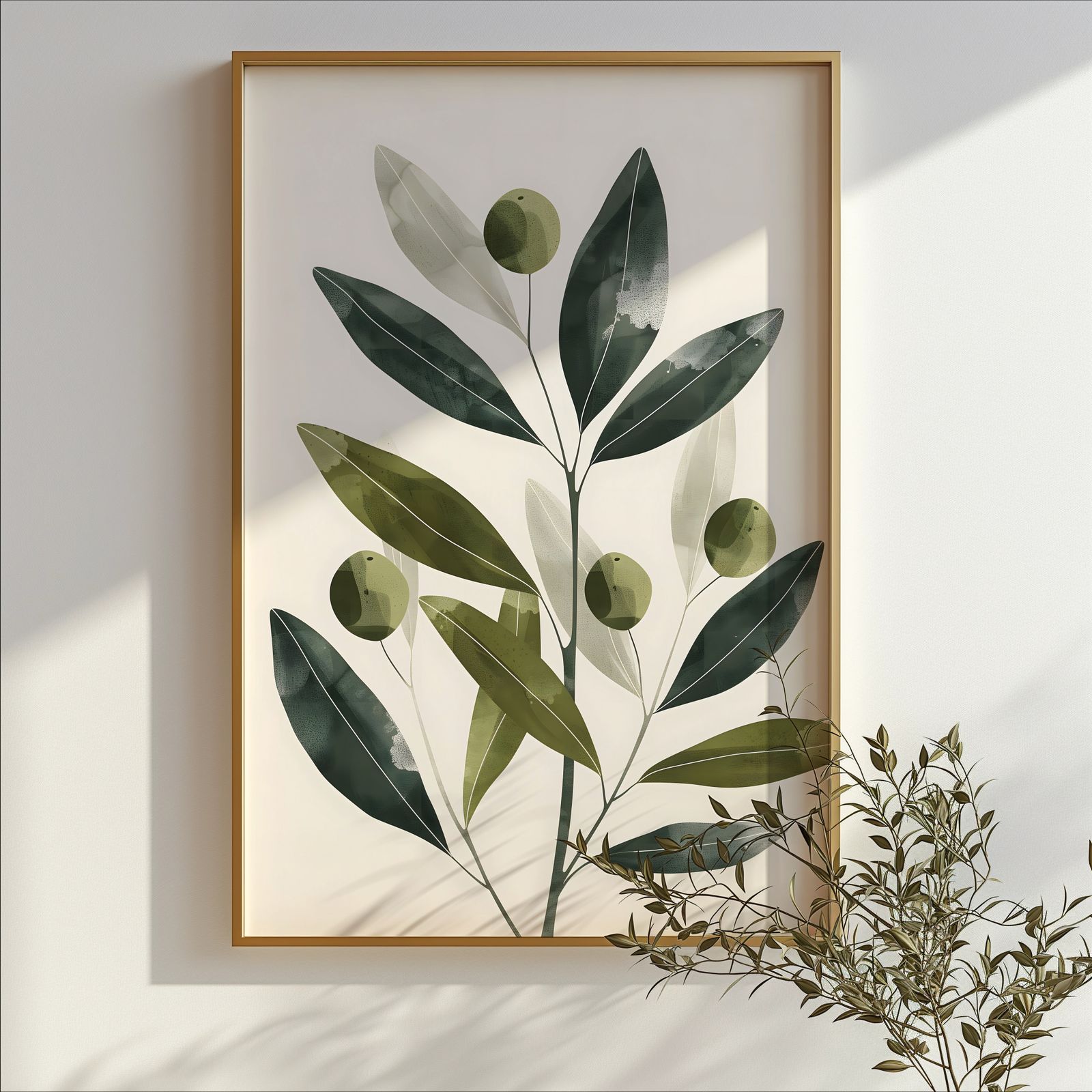 Olive Branch Green shown in a room — branch mockup