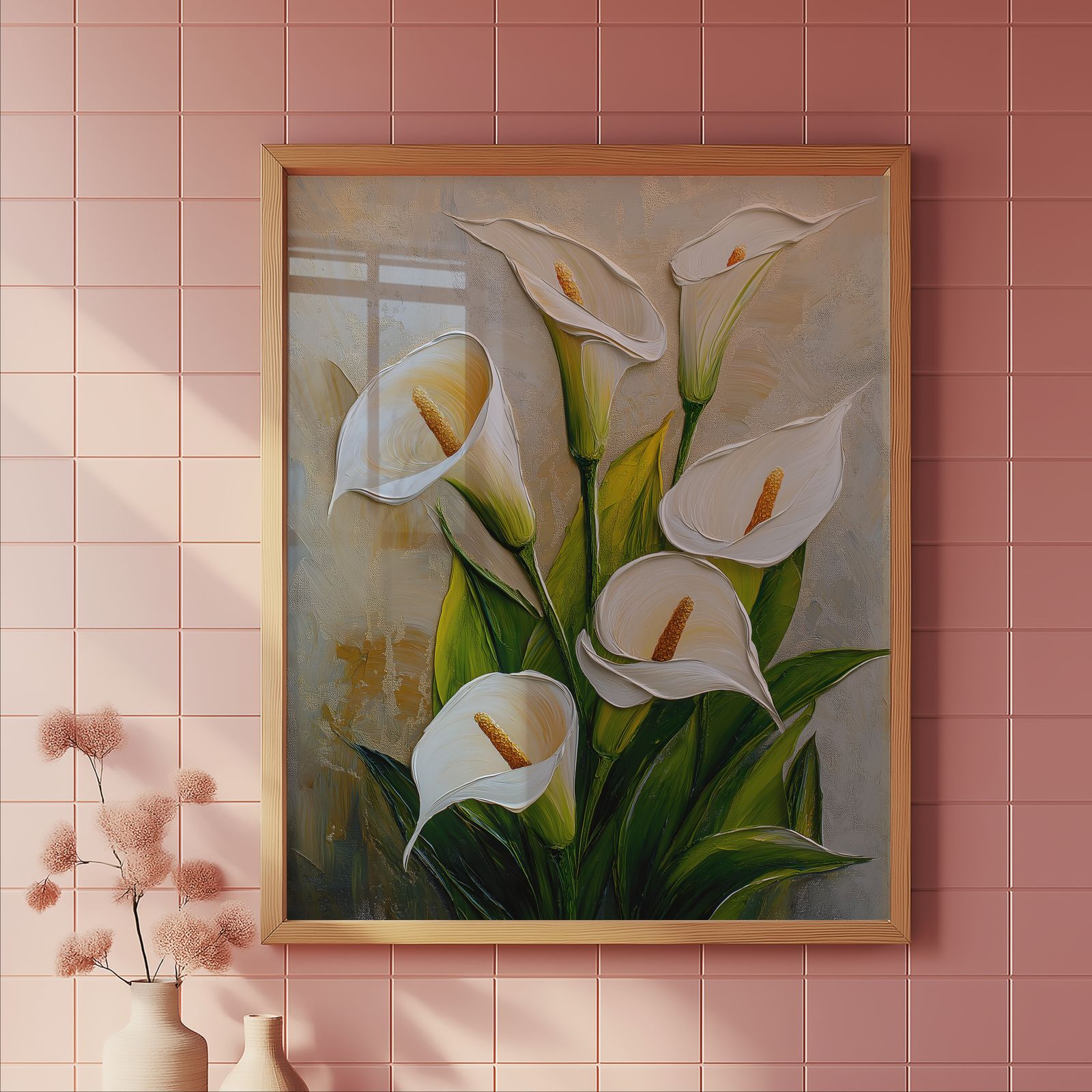 Palette Knife Calla Lilies shown in a room — tile mockup