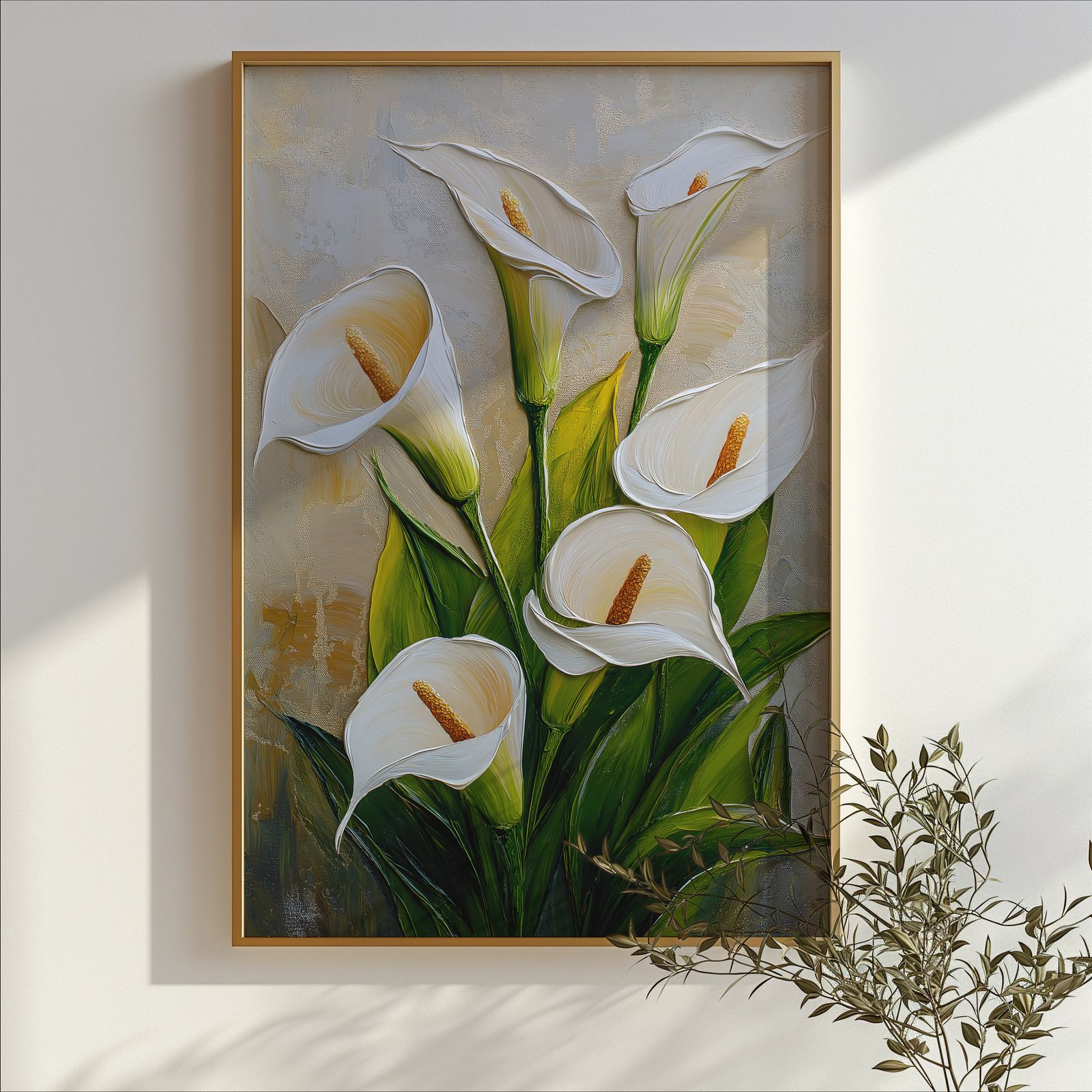 Palette Knife Calla Lilies shown in a room — branch mockup