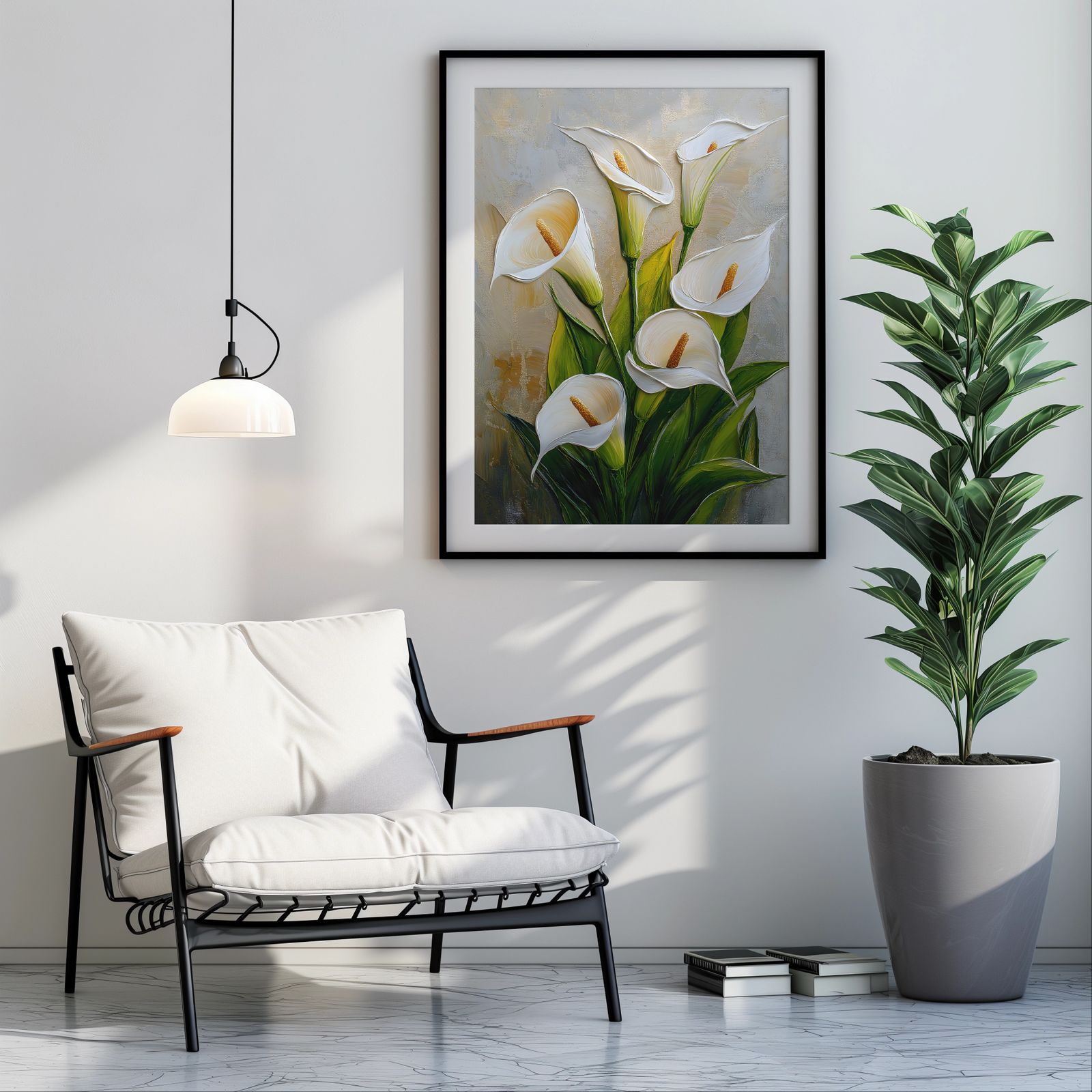 Palette Knife Calla Lilies shown in a room — room mockup