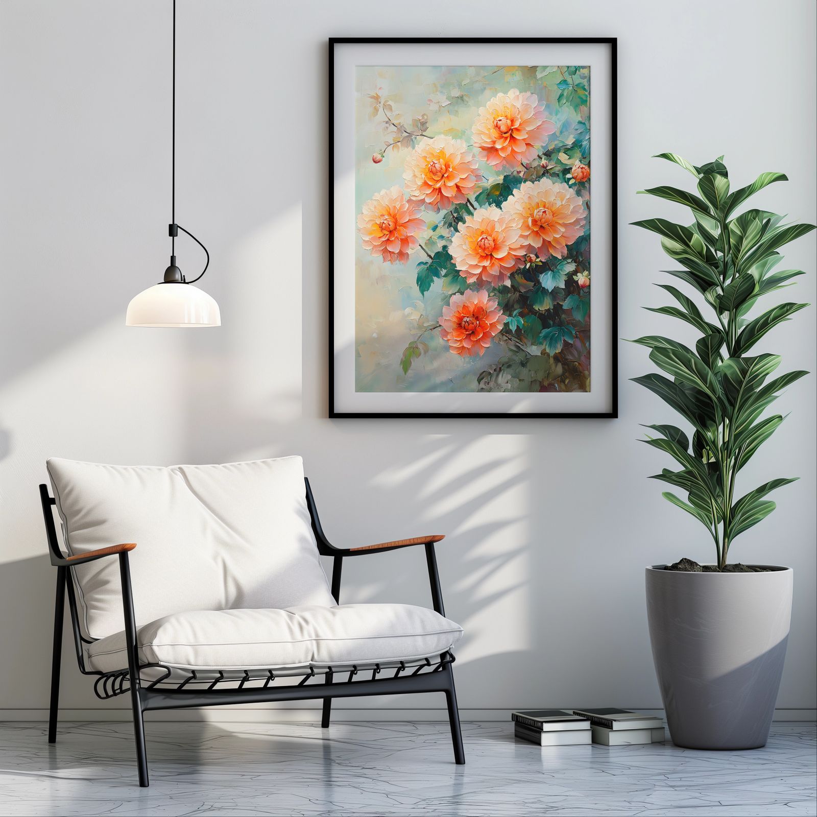 Palette Knife Dahlias shown in a room — room mockup