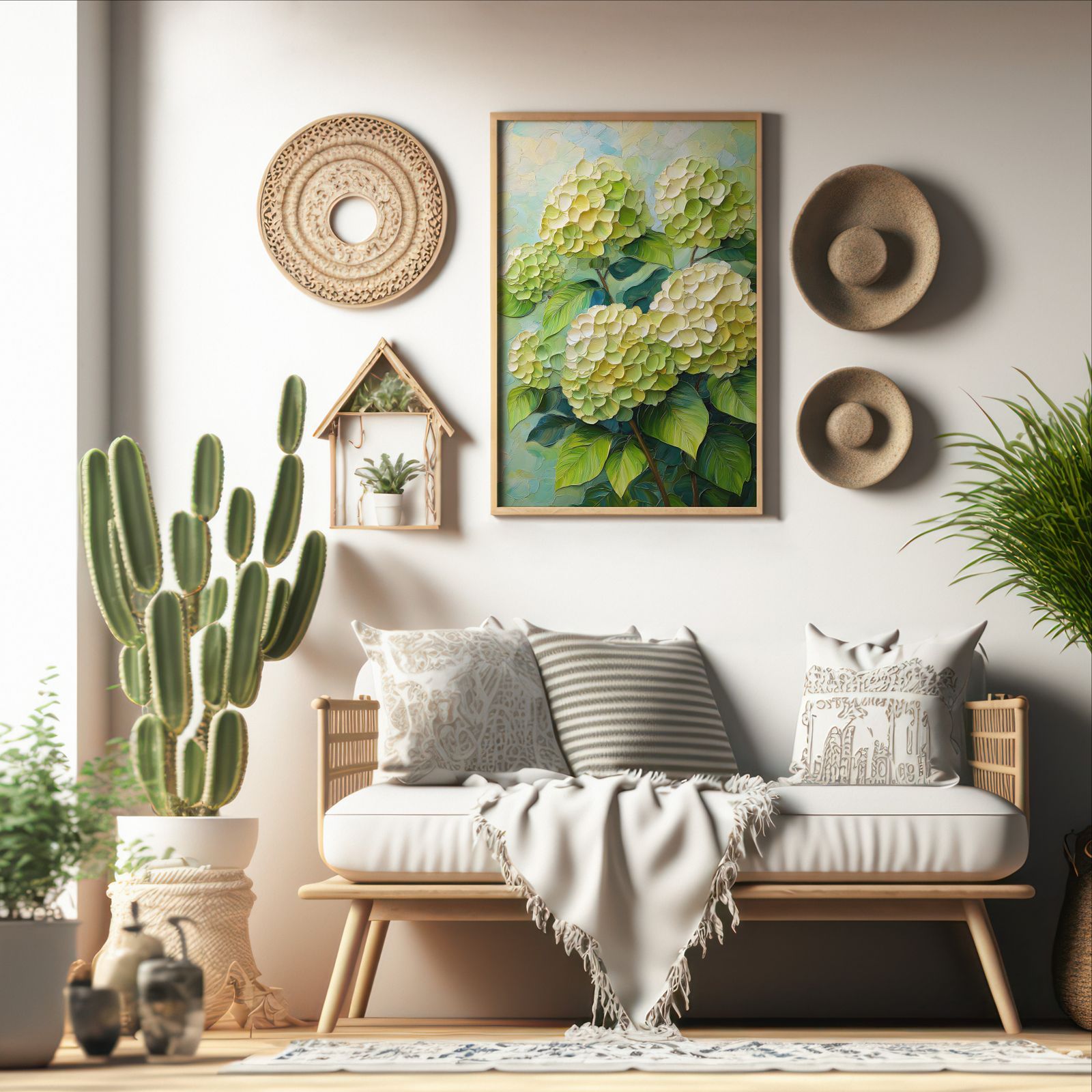 Palette Knife Hydrangea shown in a room — boho mockup