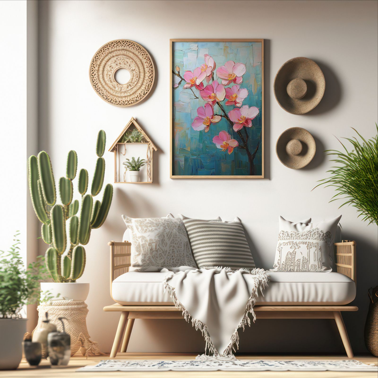 Palette Knife Orchids shown in a room — boho mockup