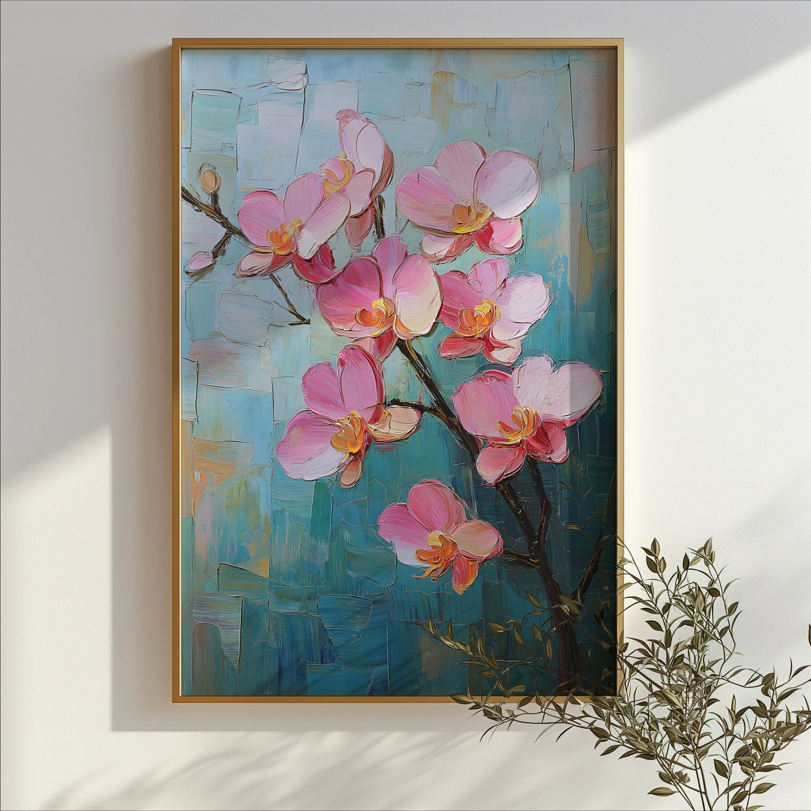 Palette Knife Orchids shown in a room — branch mockup