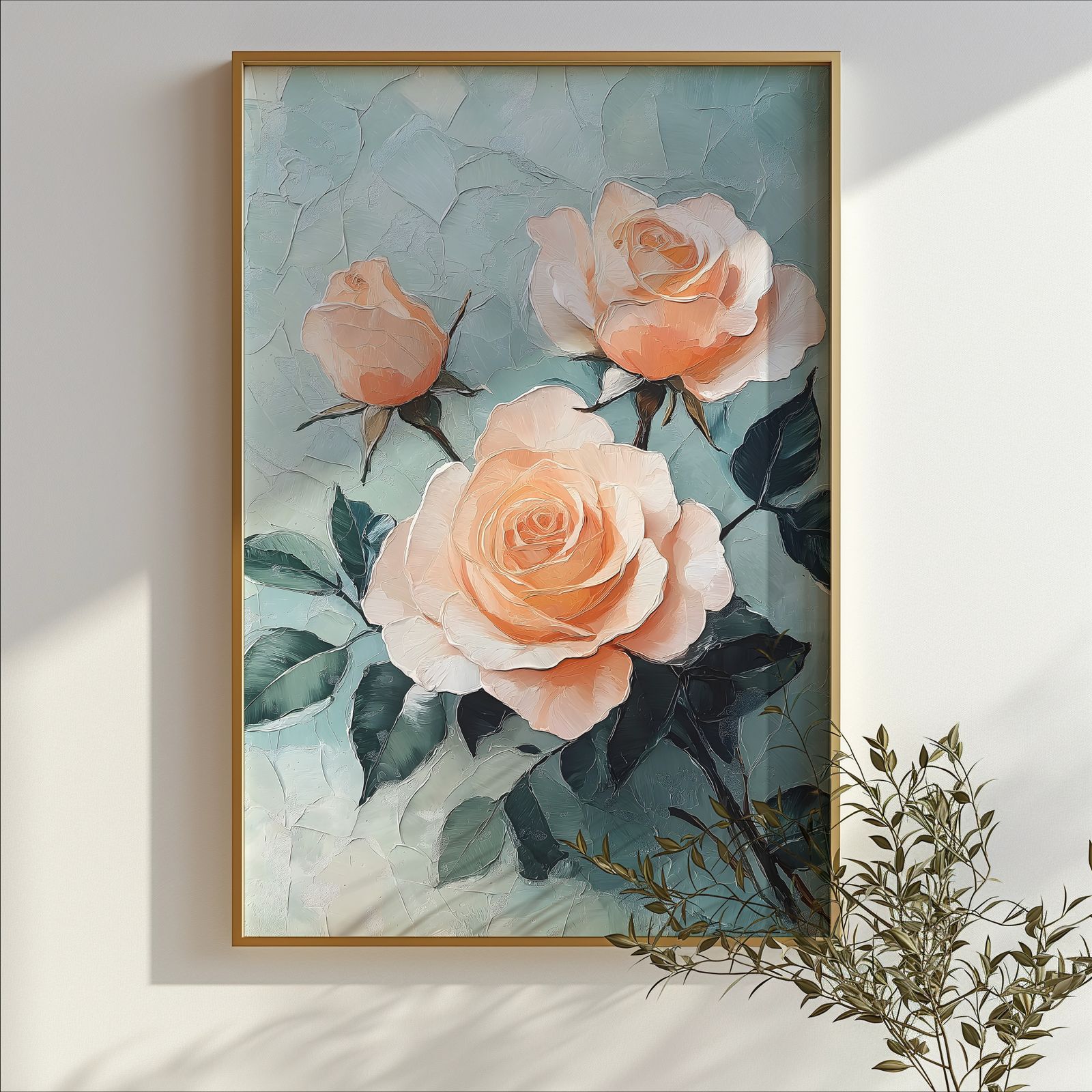 Palette Knife Roses shown in a room — branch mockup