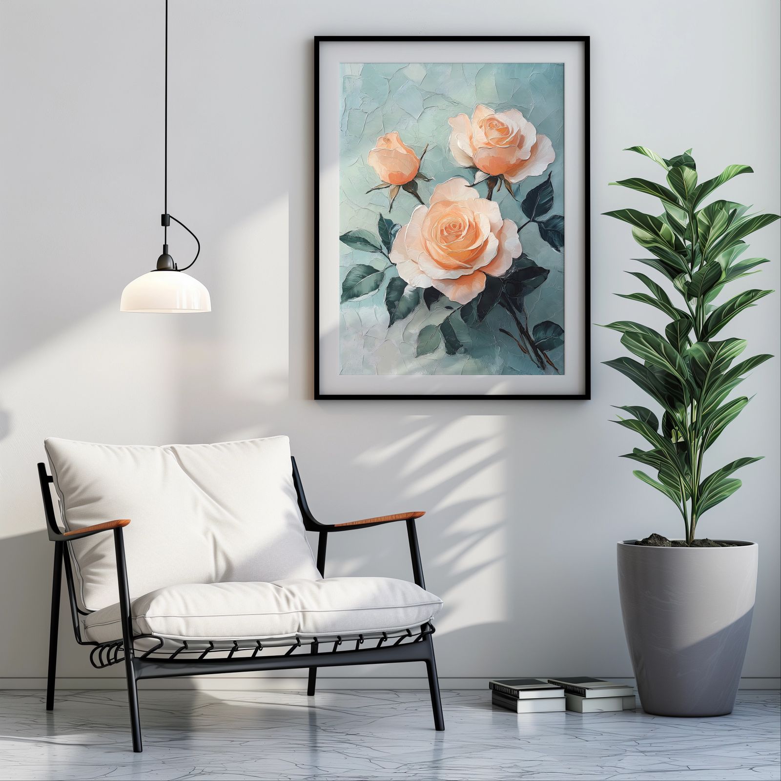 Palette Knife Roses shown in a room — room mockup
