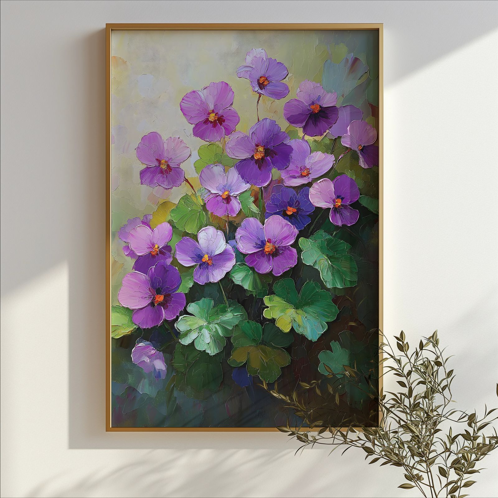 Palette Knife Violets shown in a room — branch mockup