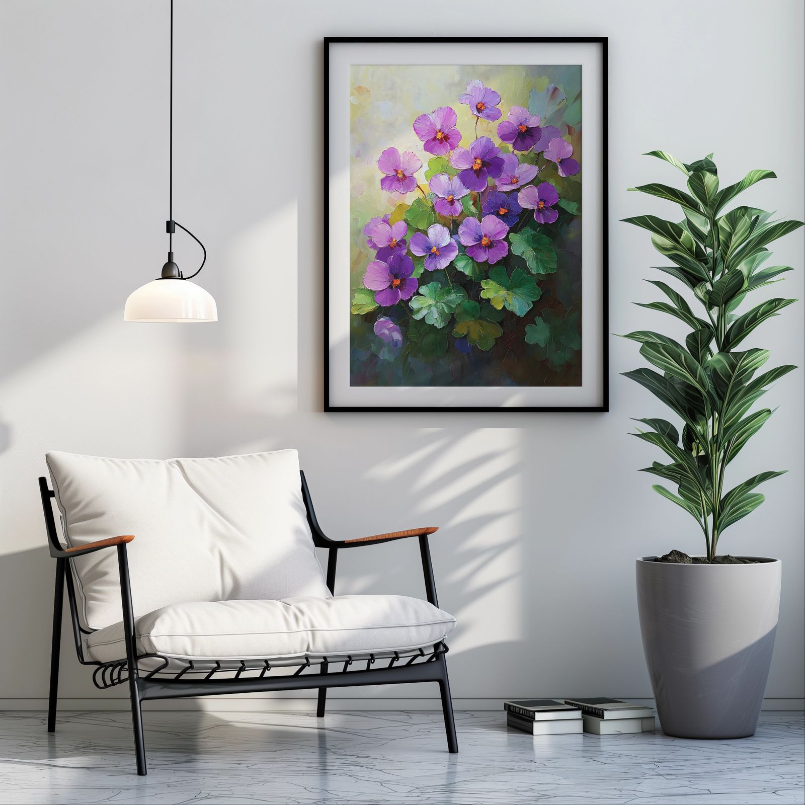 Palette Knife Violets shown in a room — room mockup