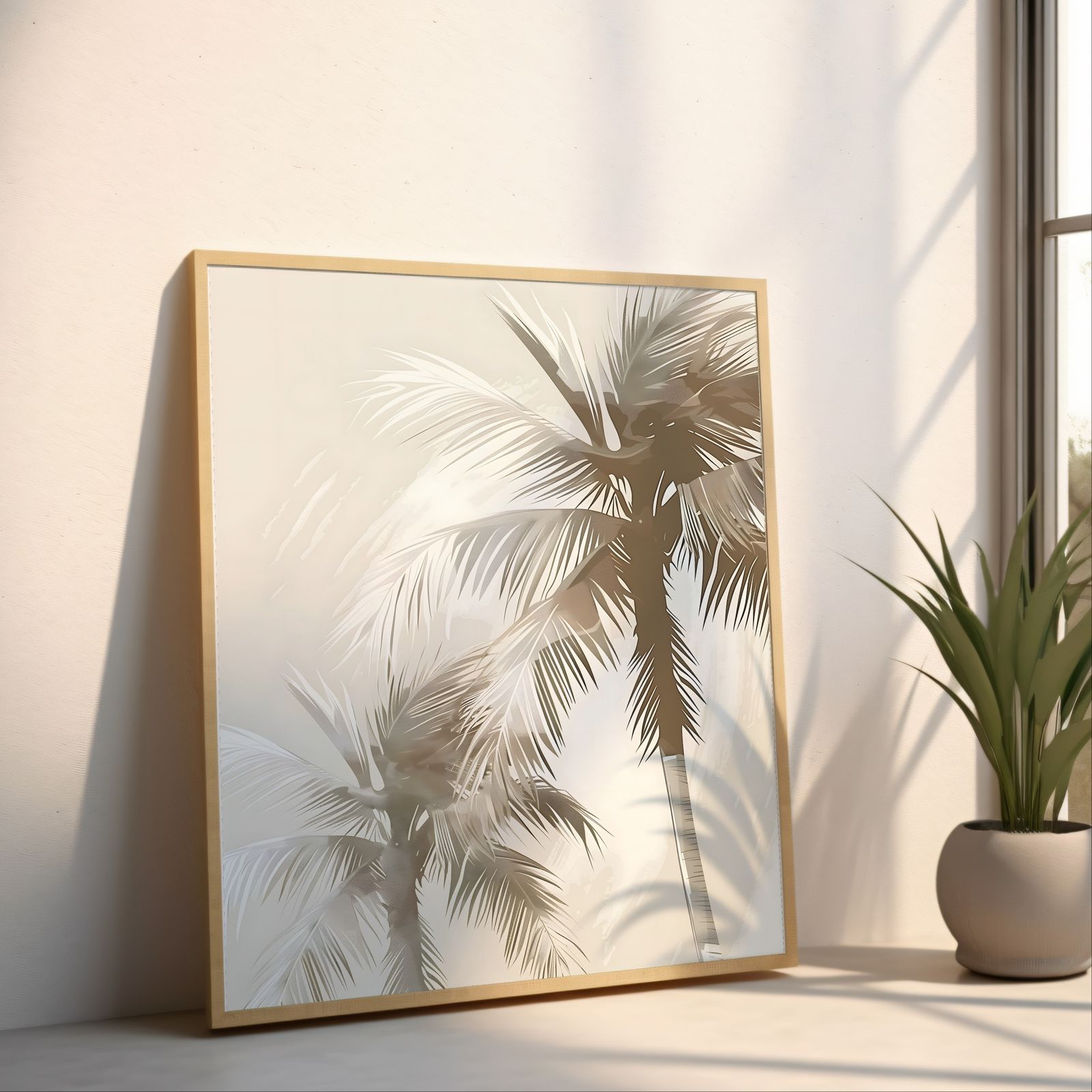 Palm Trees, Double shown in a room — angled mockup