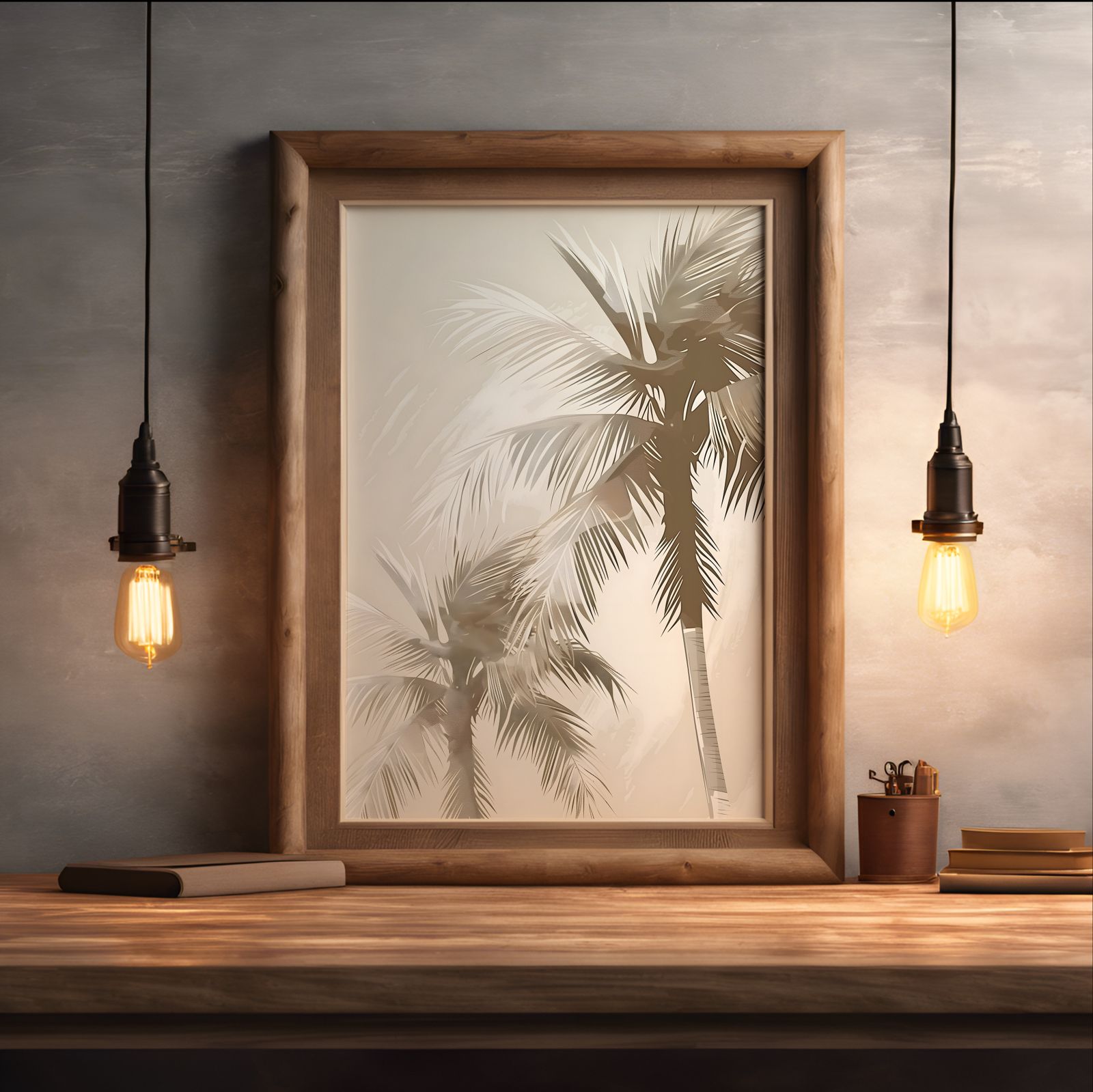 Palm Trees, Double shown in a room — desk mockup