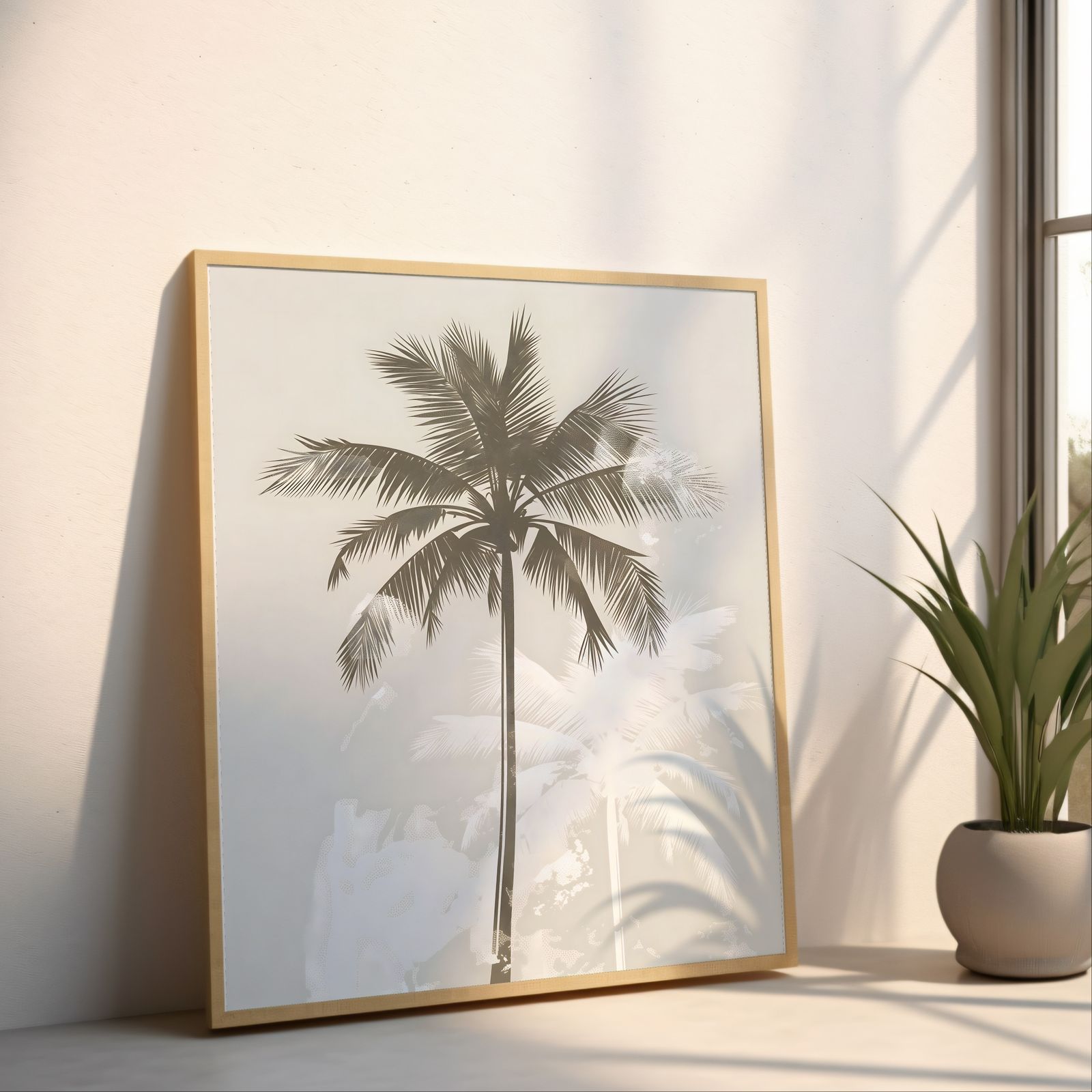 Palm Trees, Single shown in a room — angled mockup