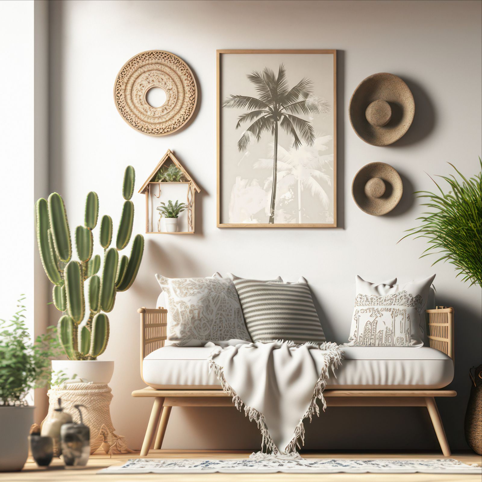 Palm Trees, Single shown in a room — boho mockup