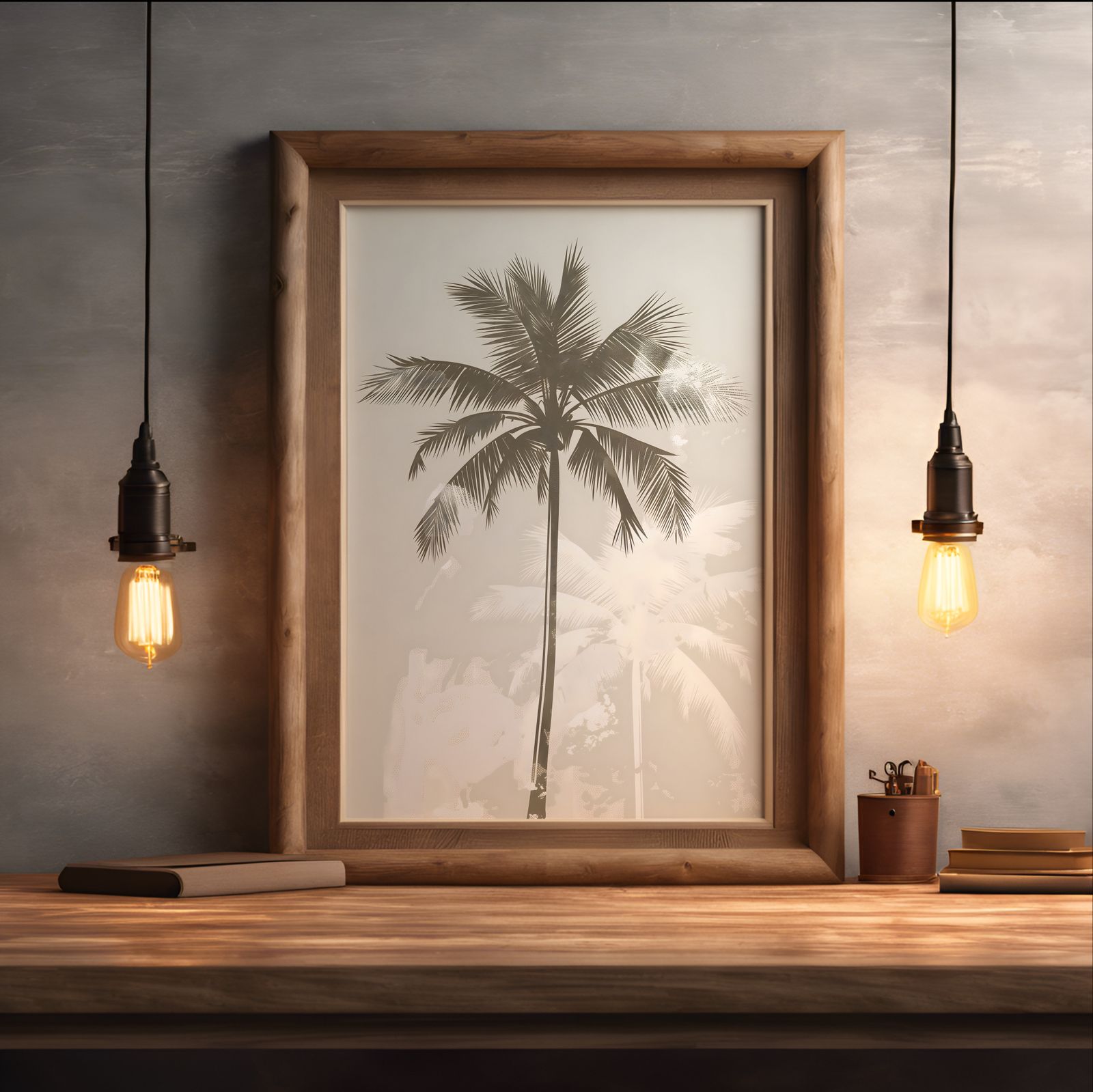 Palm Trees, Single shown in a room — desk mockup