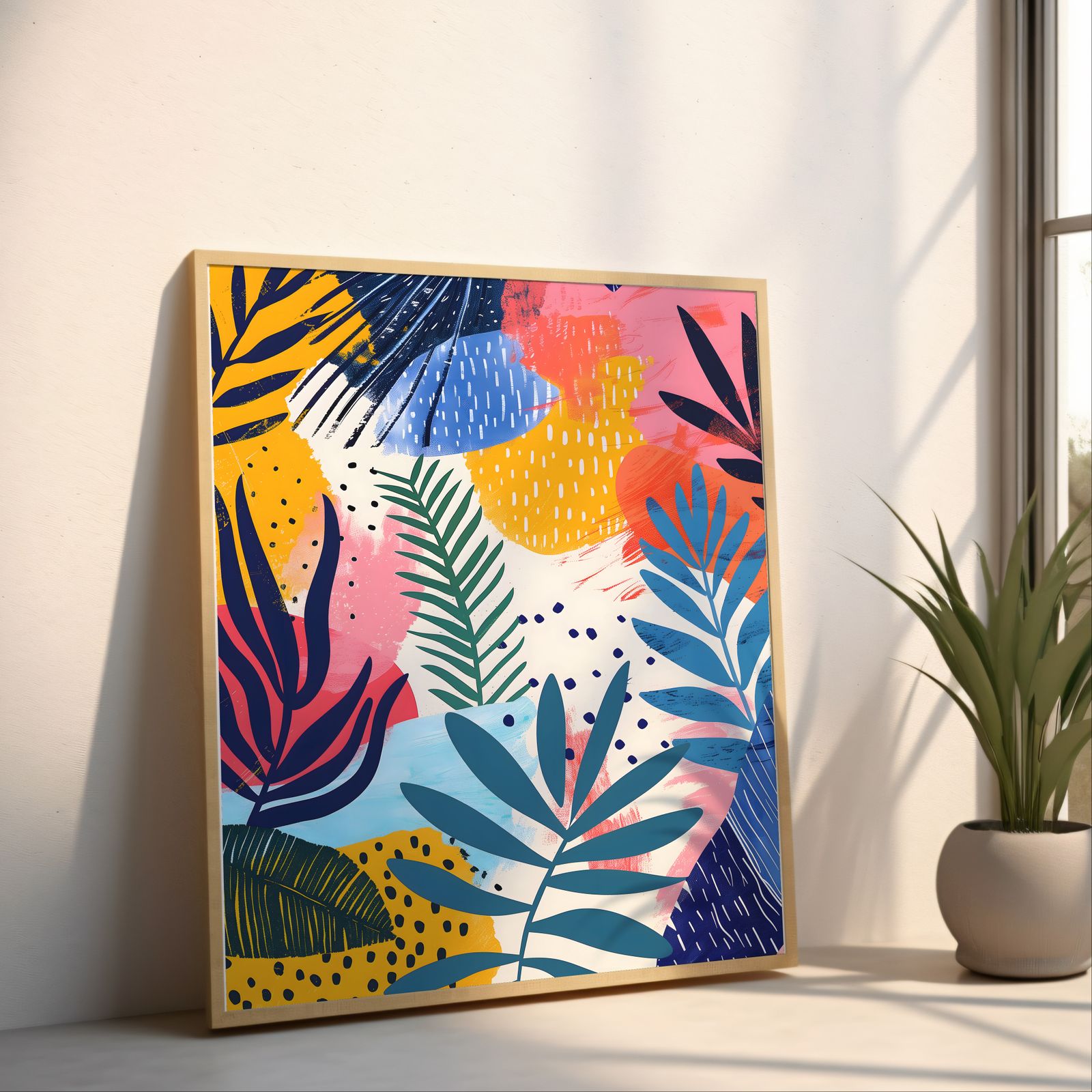 Plants Expressed shown in a room — angled mockup
