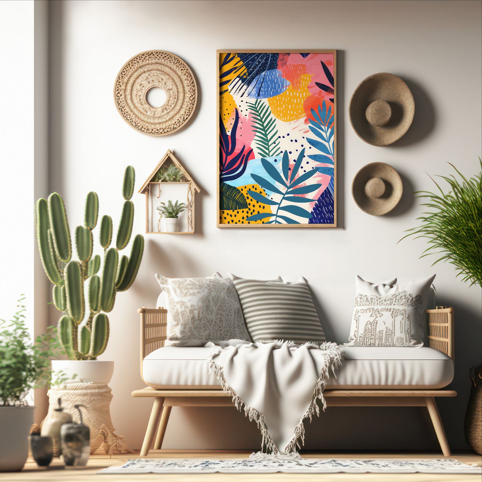 Plants Expressed shown in a room — boho mockup