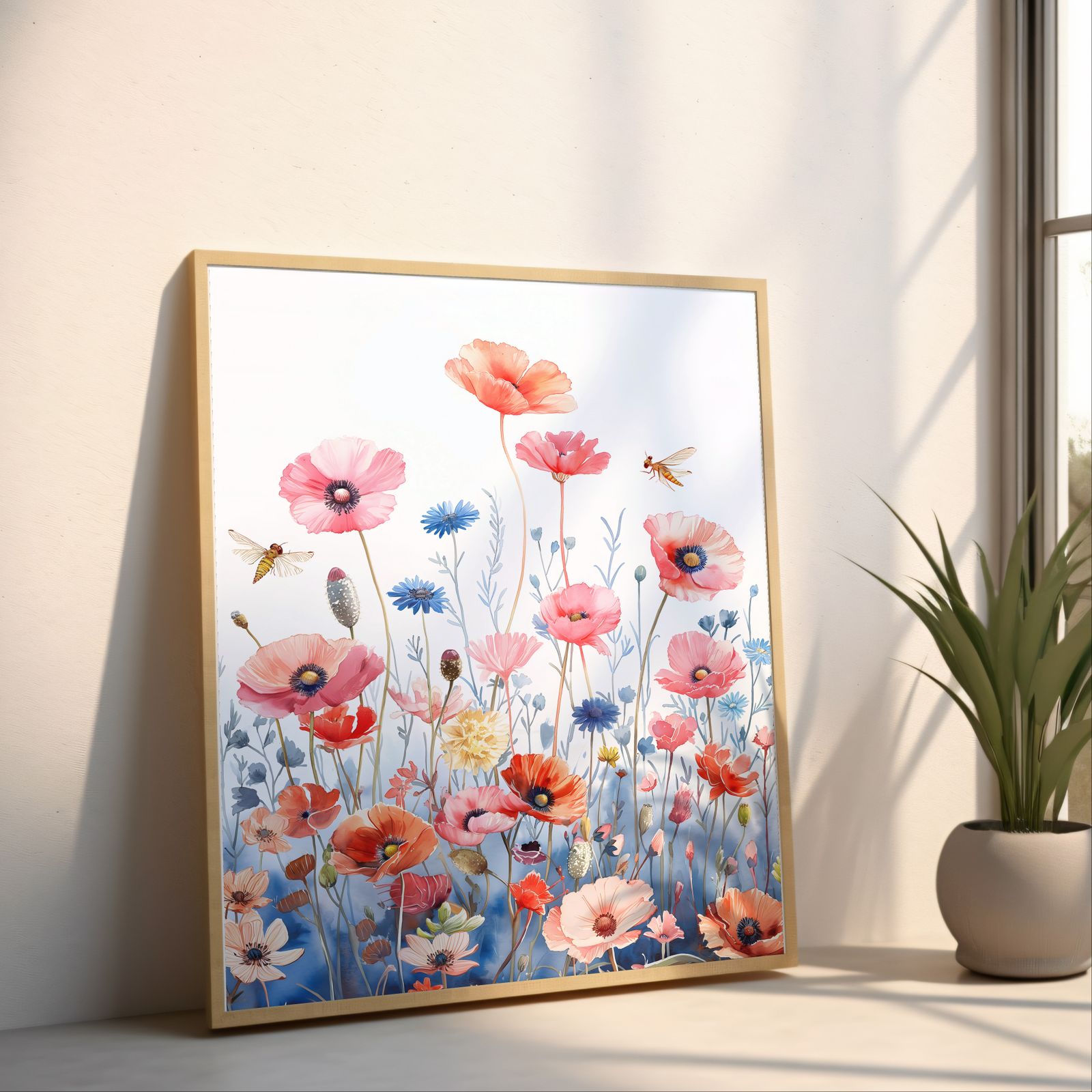 Poppy Meadow shown in a room — angled mockup