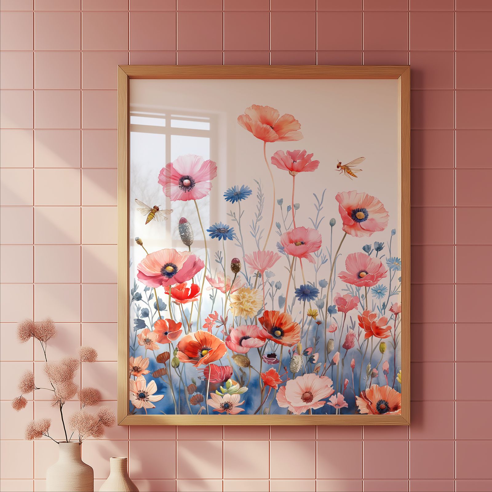 Poppy Meadow shown in a room — tile mockup