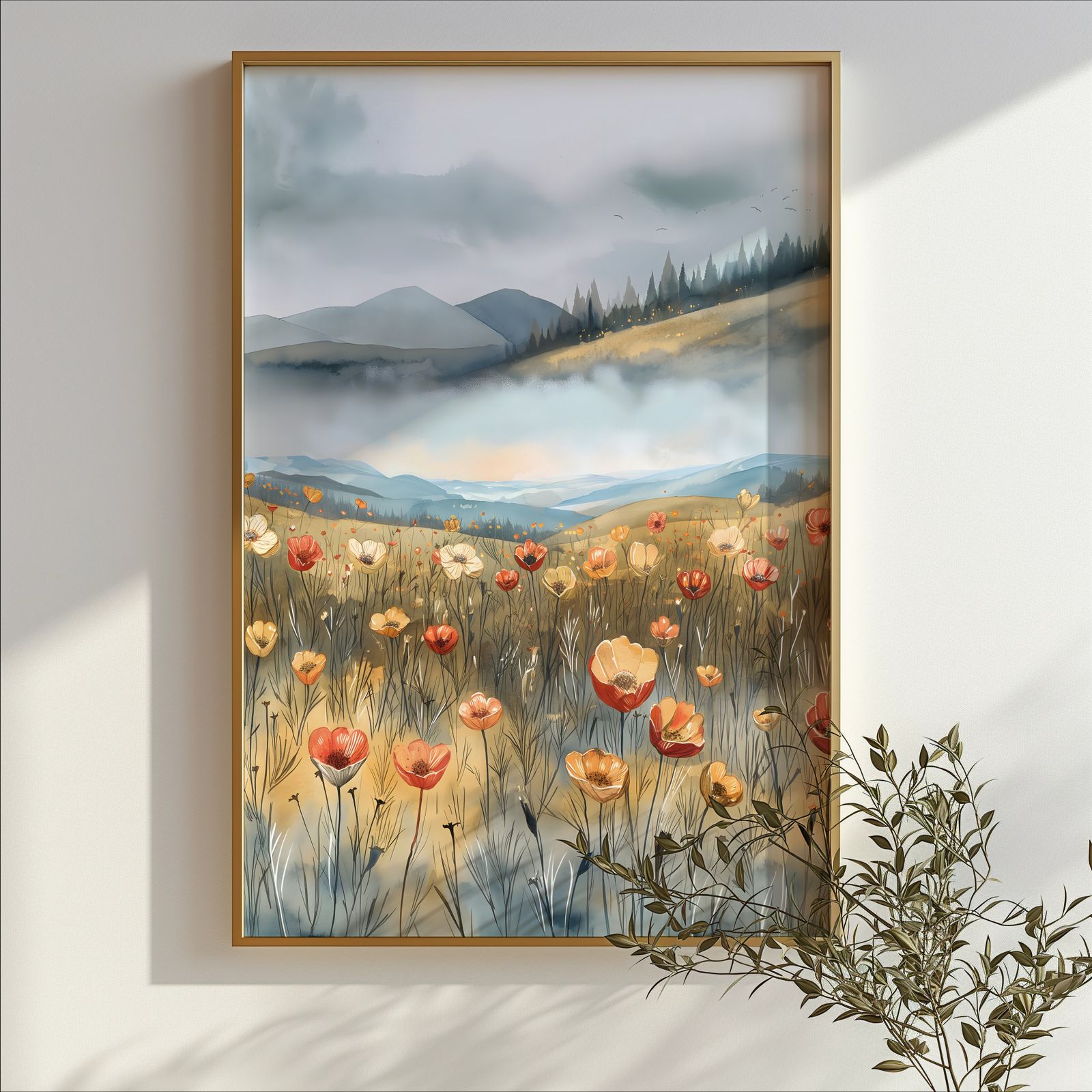 Poppies in the Valley shown in a room — branch mockup