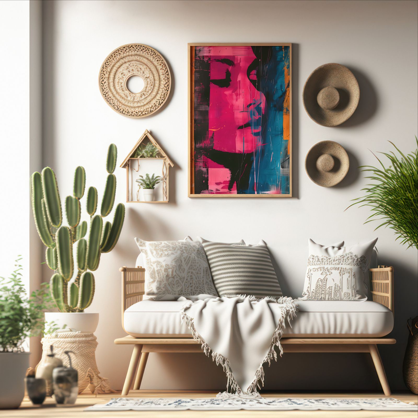 Post-Modern Woman shown in a room — boho mockup