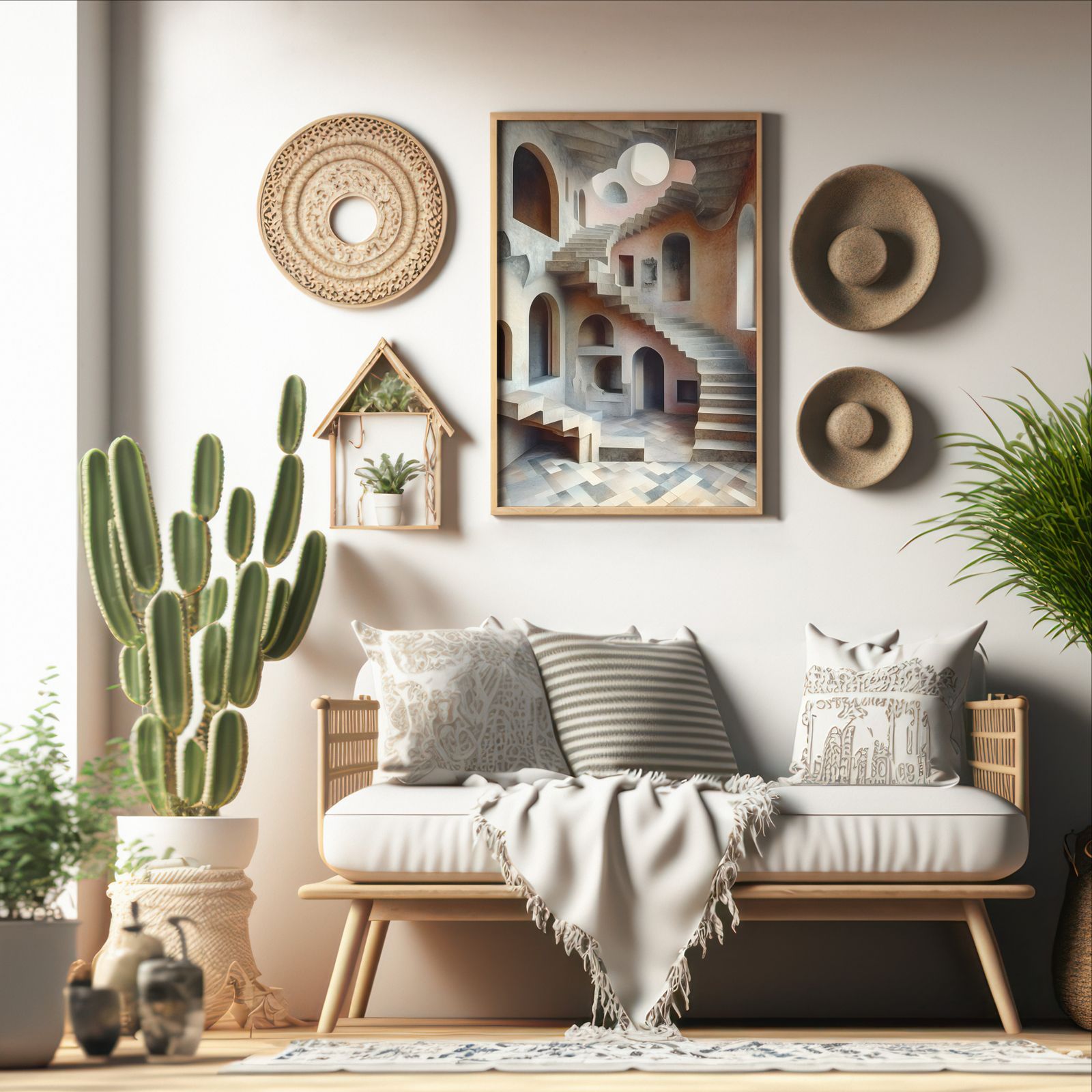 Cloister Stairs shown in a room — boho mockup