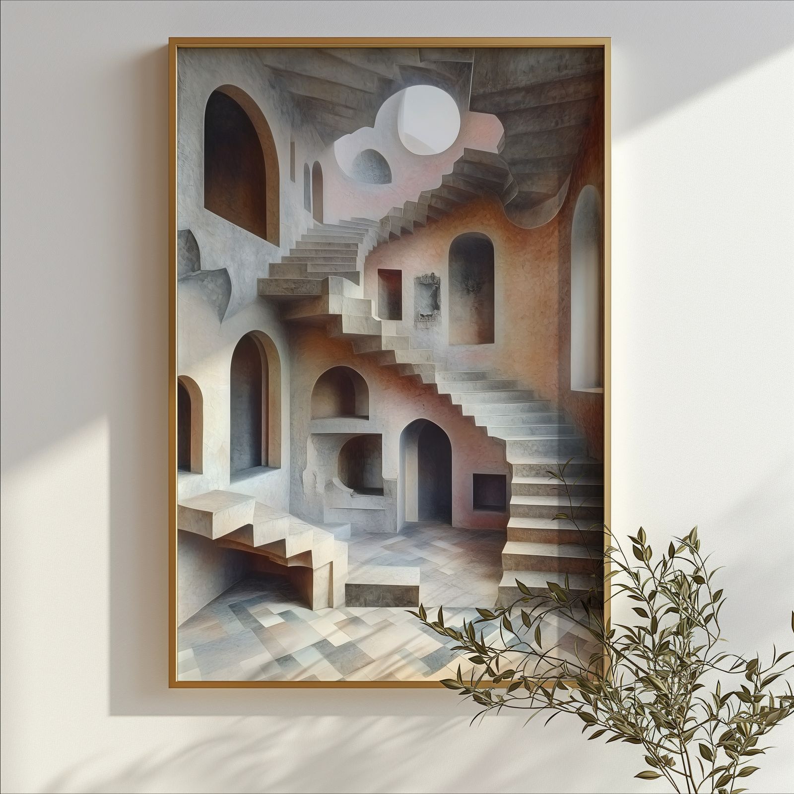Cloister Stairs shown in a room — branch mockup