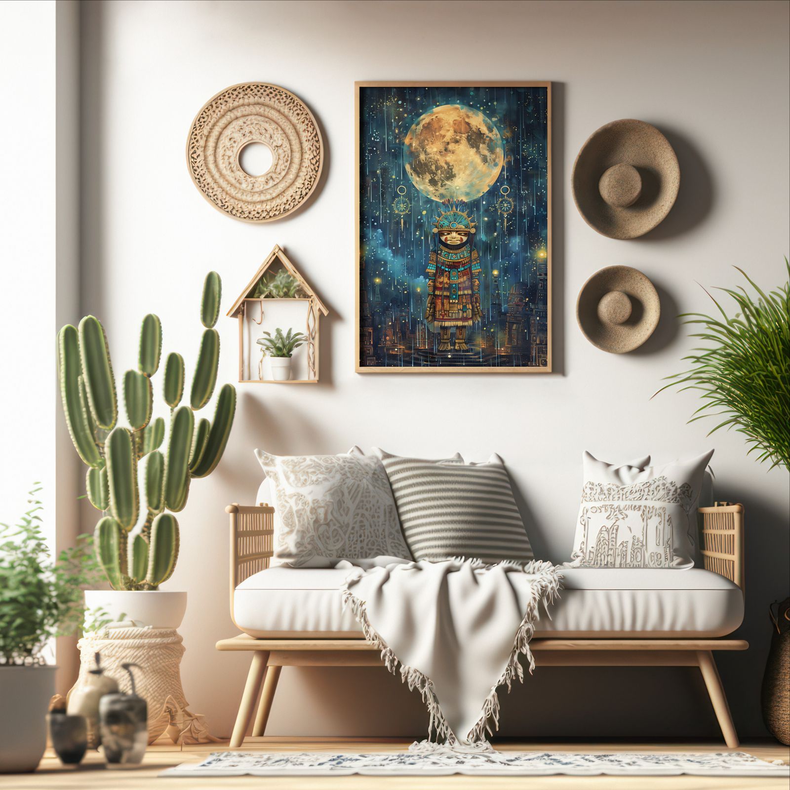 Rain Spirit shown in a room — boho mockup