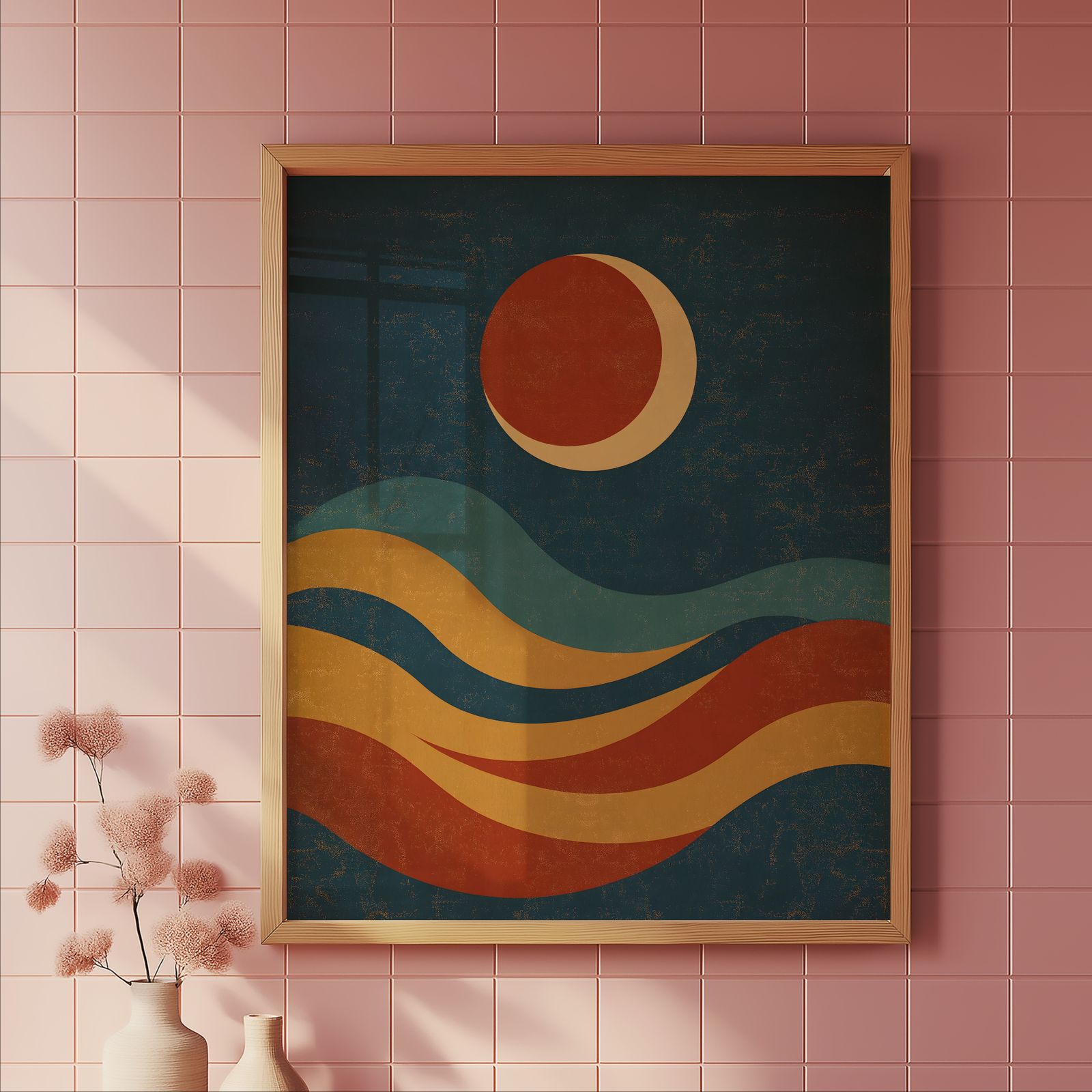 Retro Desert Moon shown in a room — tile mockup